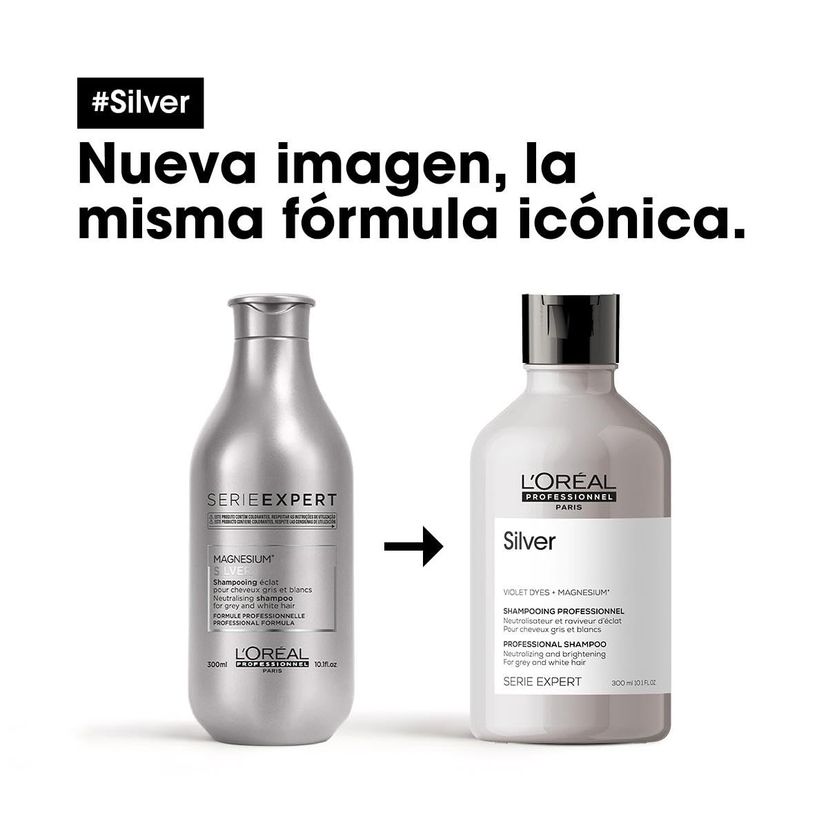 L’Oréal Professionnel Shampoo Neutralizante para cabelos grisalhos, brancos ou loiros claros, Prata, SÉRIE EXPERT