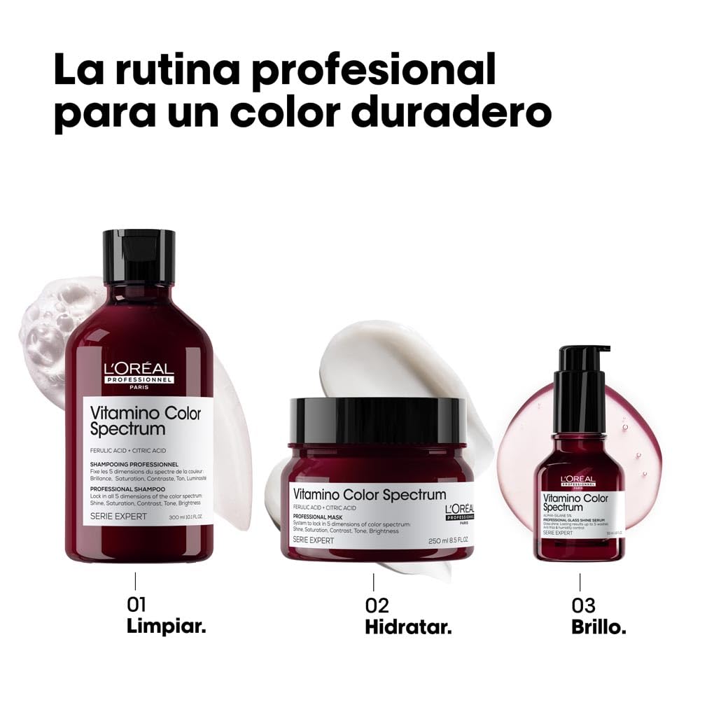 L'Oréal Professionnel, Máscara Hidratante Profissional, Para Cabelos Coloridos, Fixa a Cor por Até 100 Dias, Ideal para Cabelos Médios ou Grossos, Vitamin Color Spectrum, Série Expert, 250ml