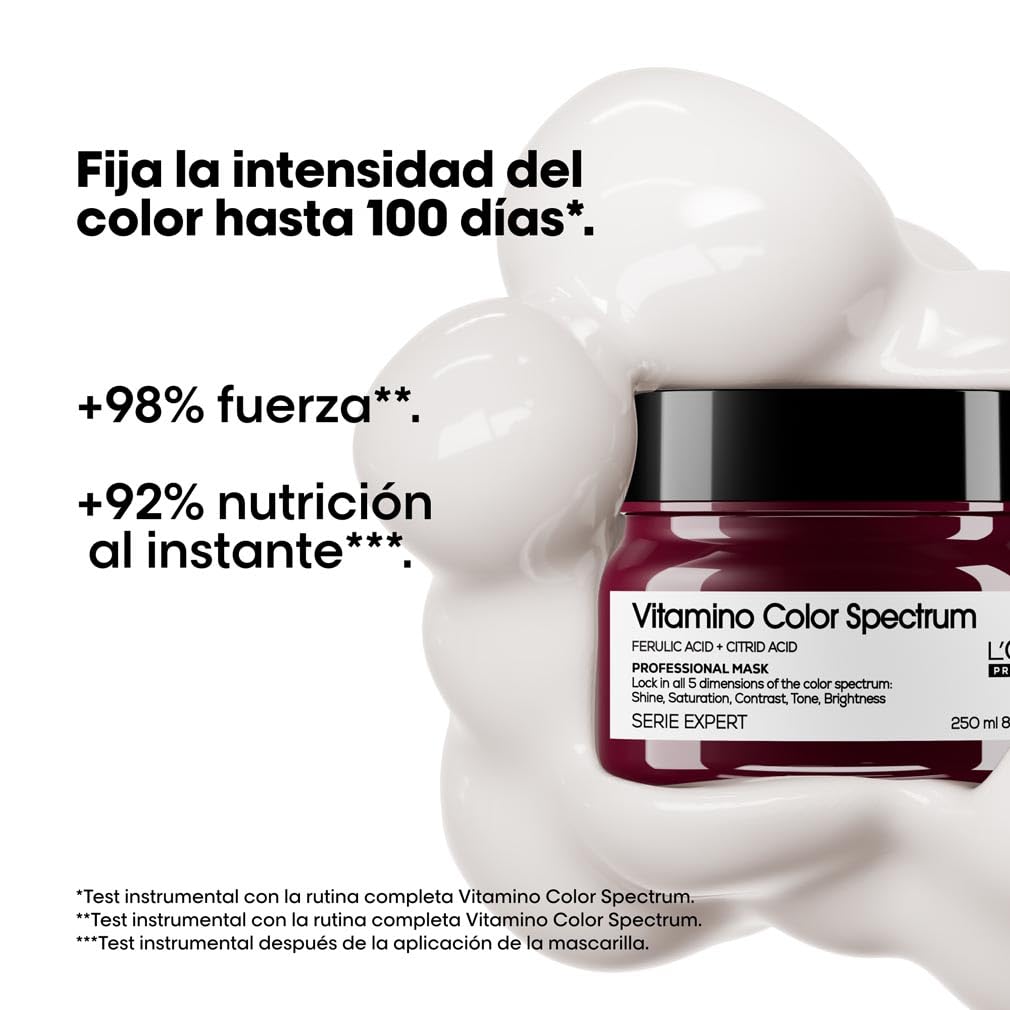 L'Oréal Professionnel, Máscara Hidratante Profissional, Para Cabelos Coloridos, Fixa a Cor por Até 100 Dias, Ideal para Cabelos Médios ou Grossos, Vitamin Color Spectrum, Série Expert, 250ml