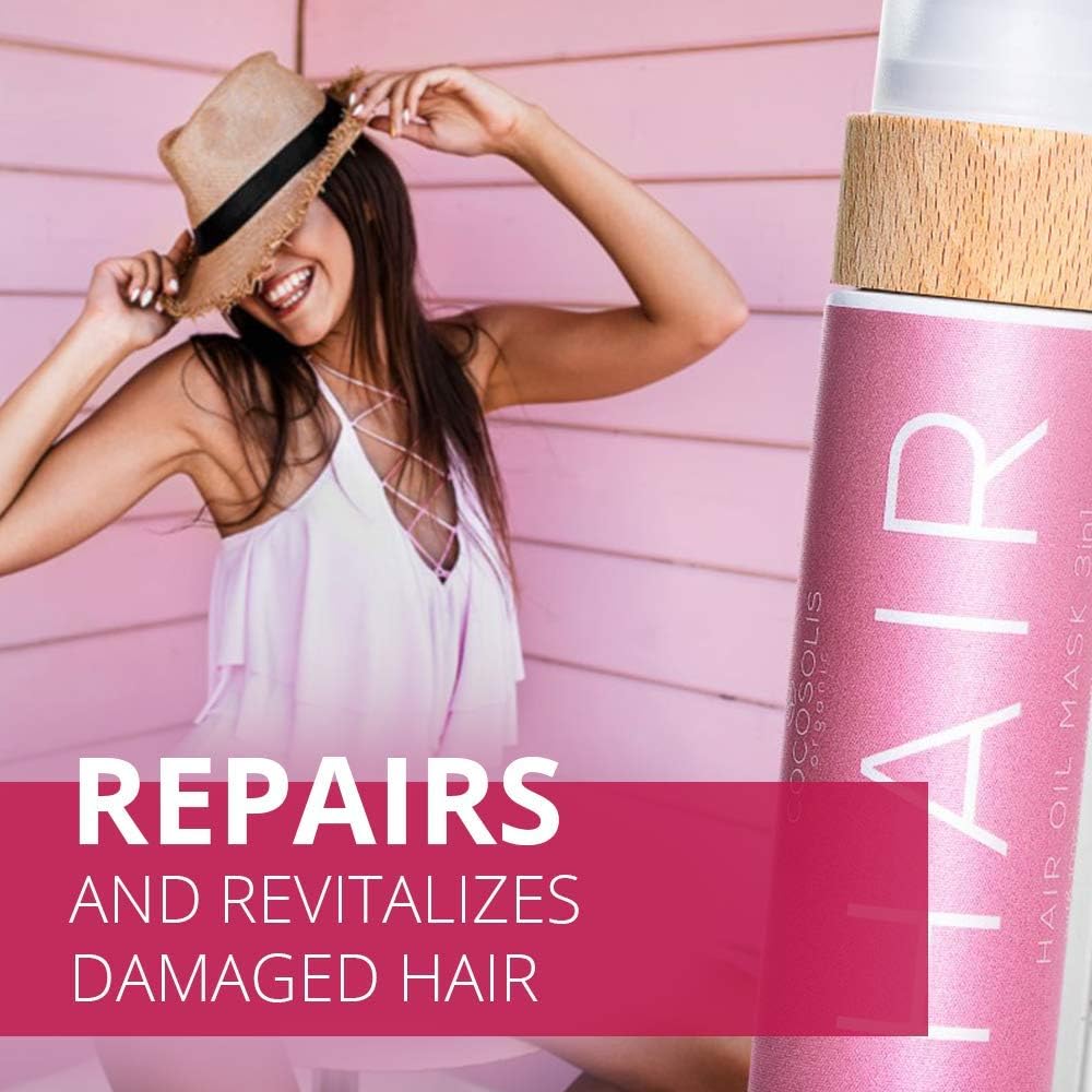 COCOSOLIS HAIR Óleo capilar orgânico 3 em 1 com óleos essenciais, cabelos, unhas e cílios - Aroma tropical