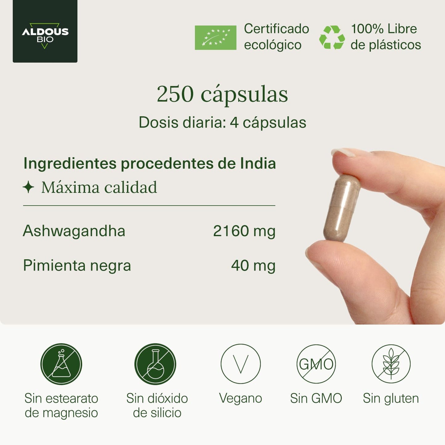 Suplemento de Ashwagandha com pimenta preta