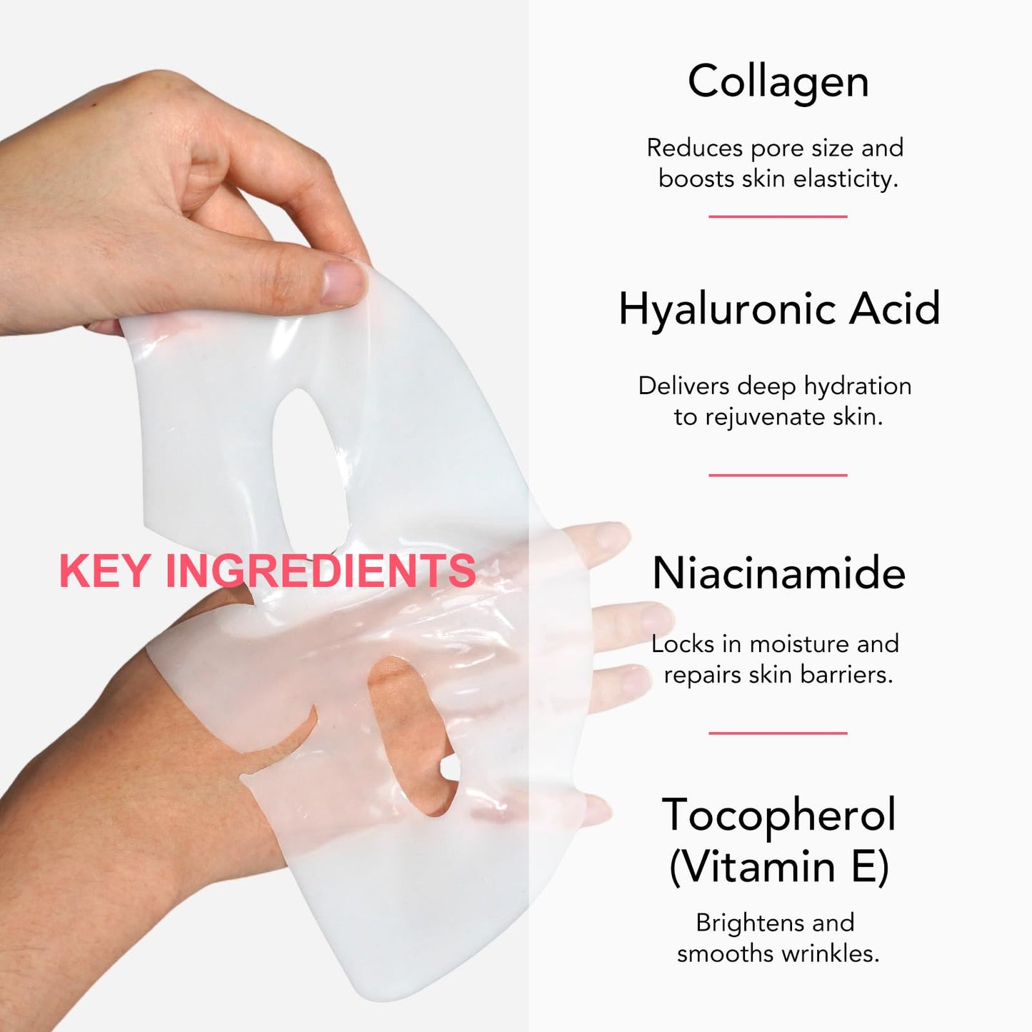 BIO COLLAGEN Máscara facial de 4 peças, máscara de hidratação profunda com biocolagenio
