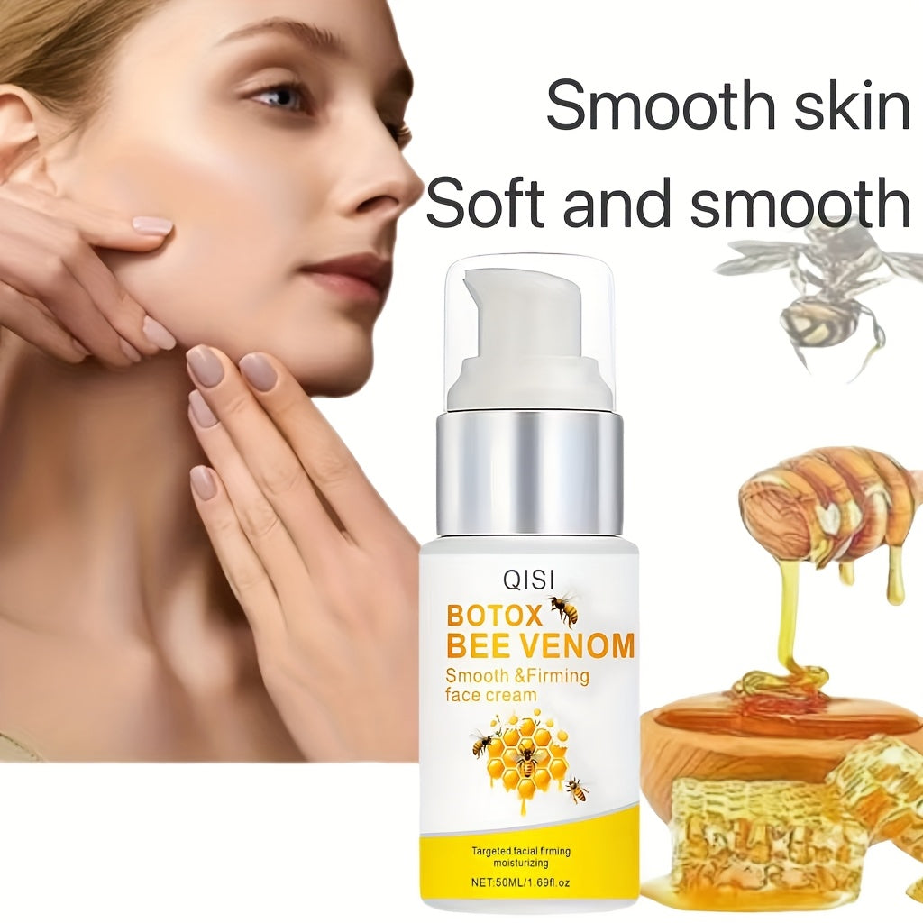 Creme facial veneno de abelha QISI de 50ml para hidratação e suavidade da pele, com extrato de mel e propriedades antienvelhecimento