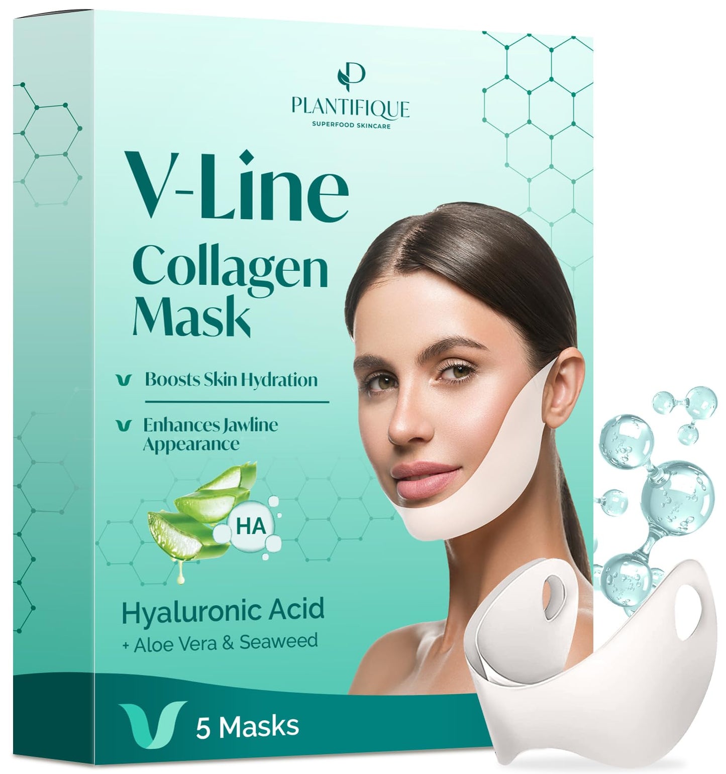 PLANTIFIQUE Máscara Facial de Colagenio com Faixa de Queixo