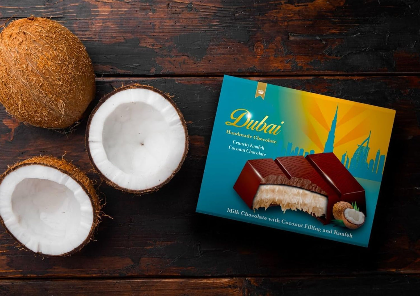 Chocolate Dubai 100 g, com chocolate, pistache e kadaif