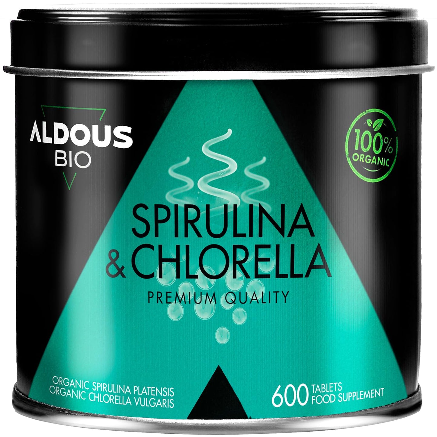 600 Comprimidos de Chlorella e Spirulina Aldous Bio