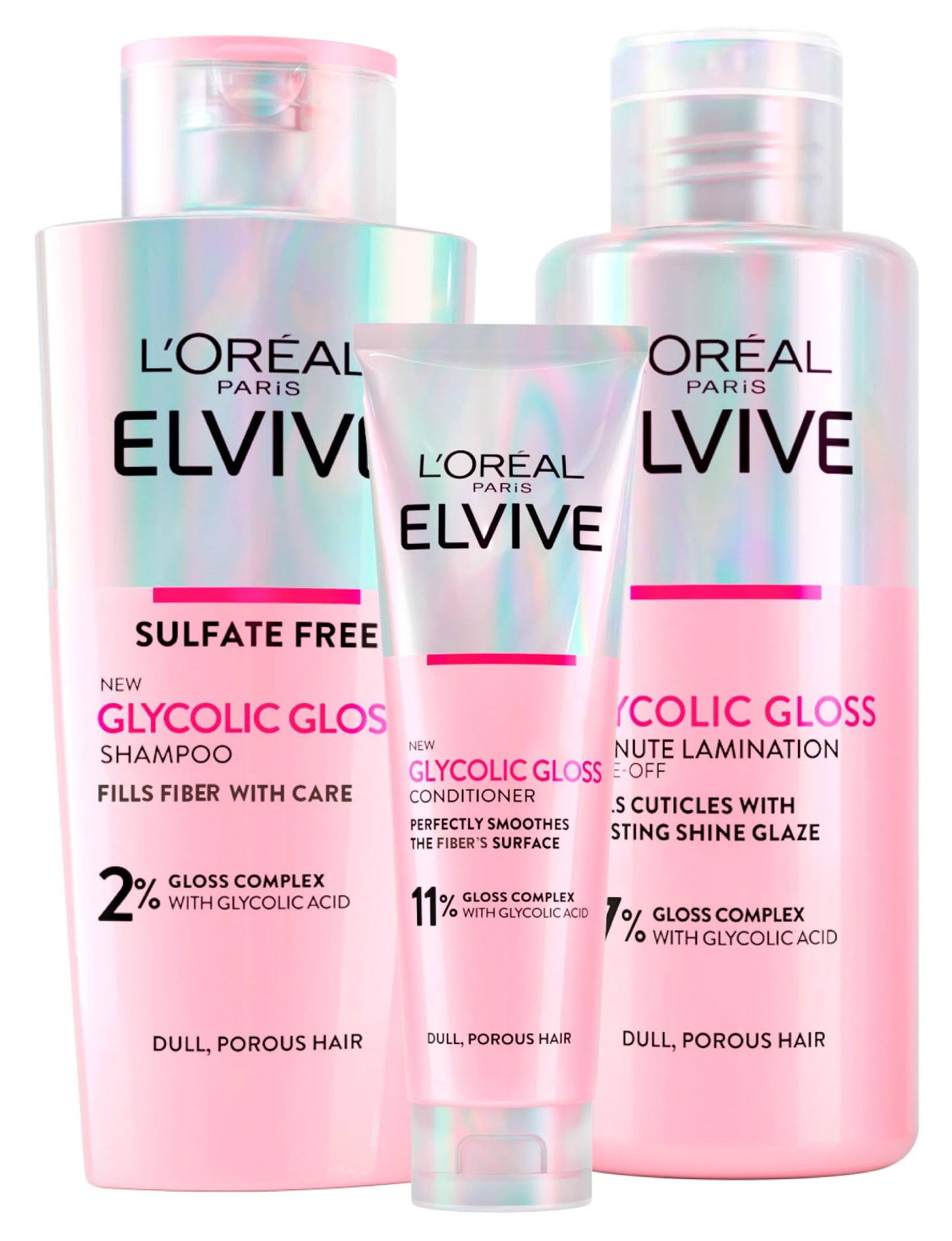 L'Oréal Paris Elvive Kit para Cabelos Opacos e Porosos Brilho Intenso e Duradouro - 3 produtos