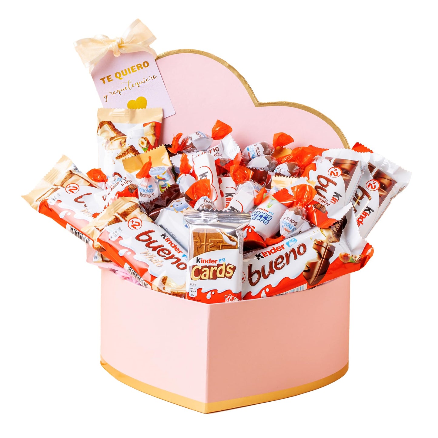 Caixa de chocolate originais com Kinder Bueno Mini, Schokobons, Happy Hippo, Kinder Bueno White - presentes de dia dos namorados