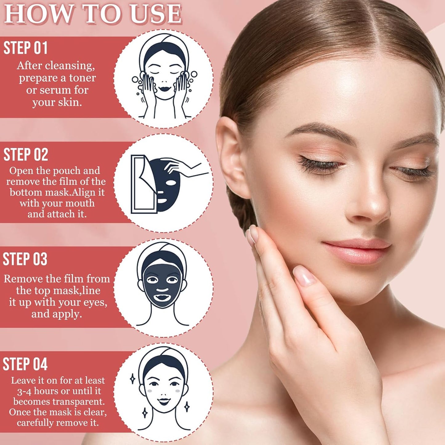BIO COLLAGEN Máscara profunda de colagenio real com 4 peças
