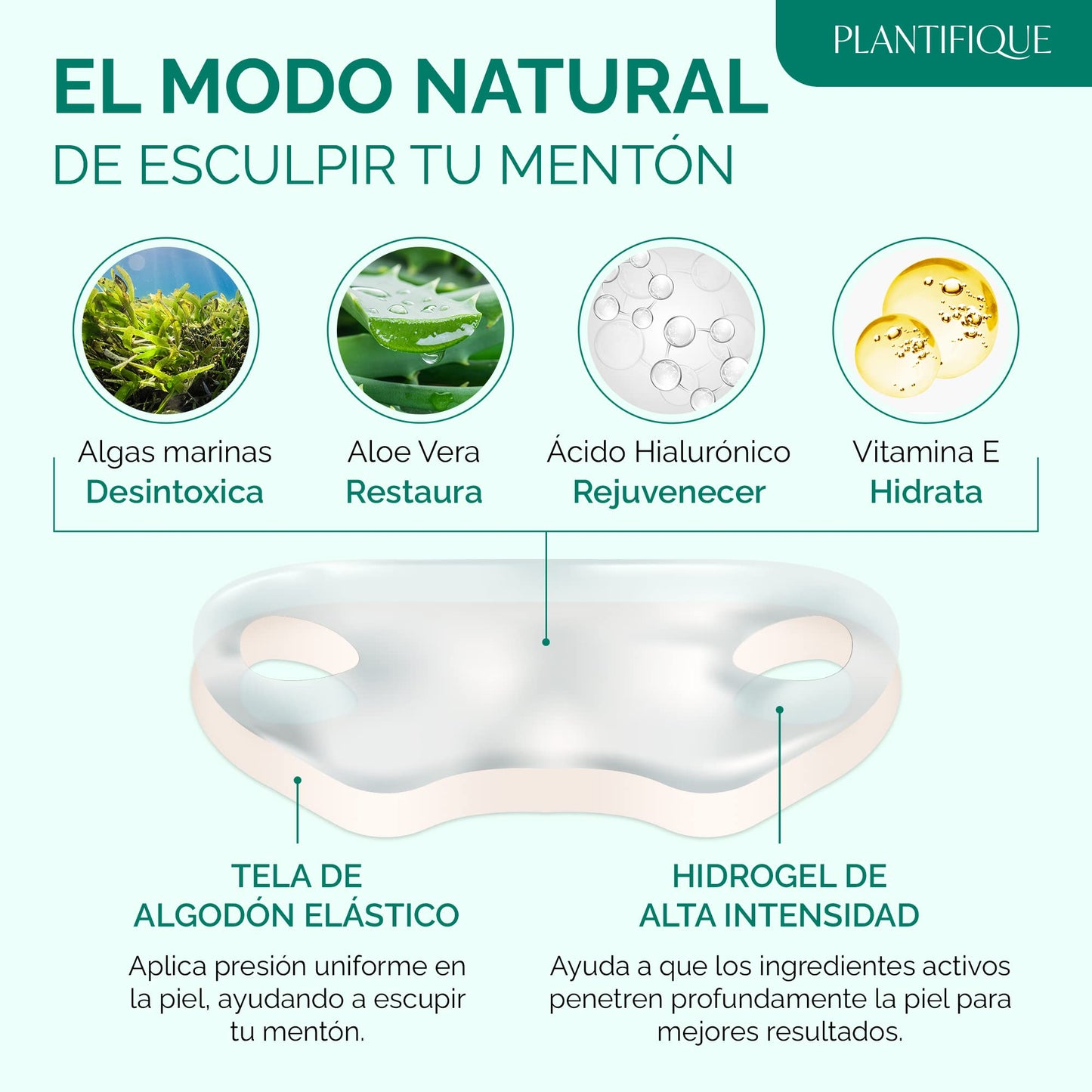 PLANTIFIQUE Máscara Facial de Colagenio com Faixa de Queixo