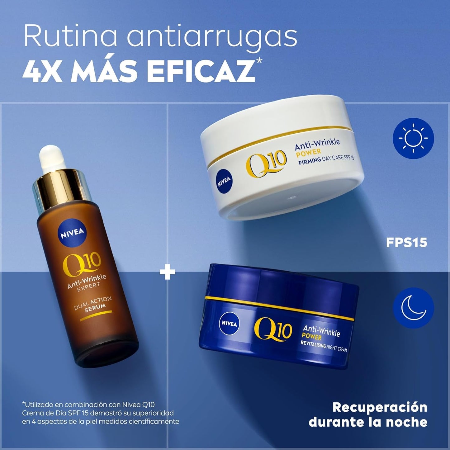 Sérum antirrugas Nivea Q10 de 30 ml com tecnologia antiglicação, ideal para bloqueio de danos causados por açúcares.