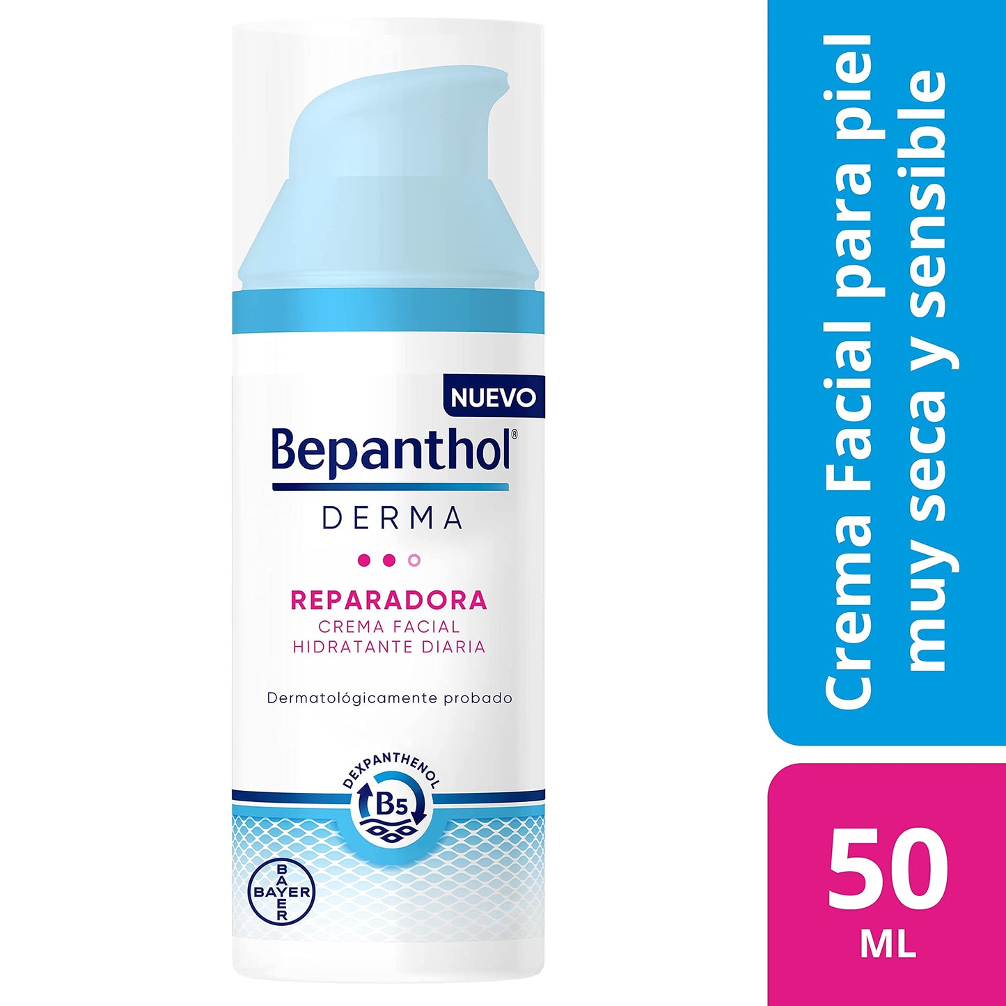 Bepanthol Derma Repair Creme Hidratante Facial Diurno, Peeling Muito Seco e Sensível, 50 Mililitros