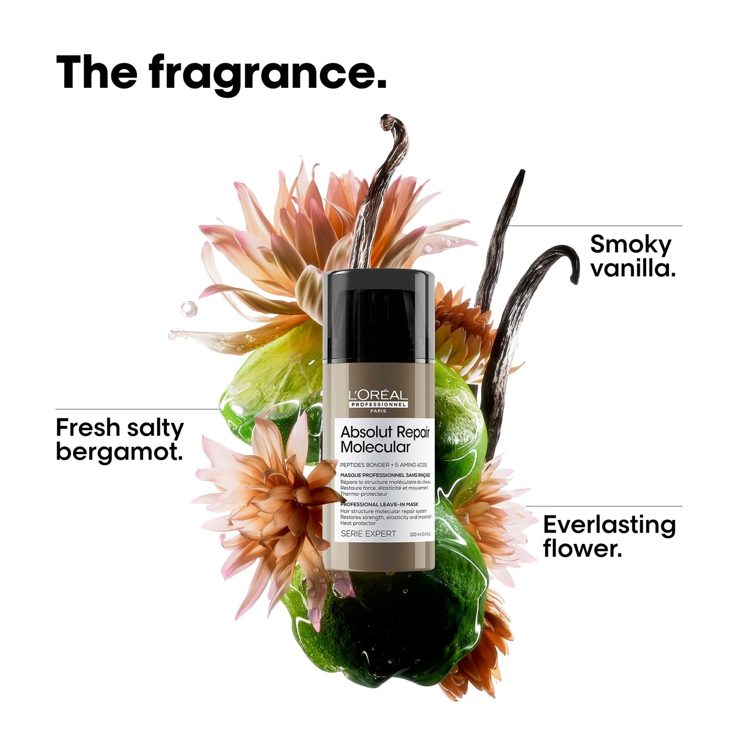 L’Oréal Professionnel, Máscara Reparadora Leave-In, Textura Cremosa, Repara Danos e Fortalece, Proteção Térmica, Fórmula Patenteada, para Cabelos Danificados, Absolut Molecular Repair, 50ml
