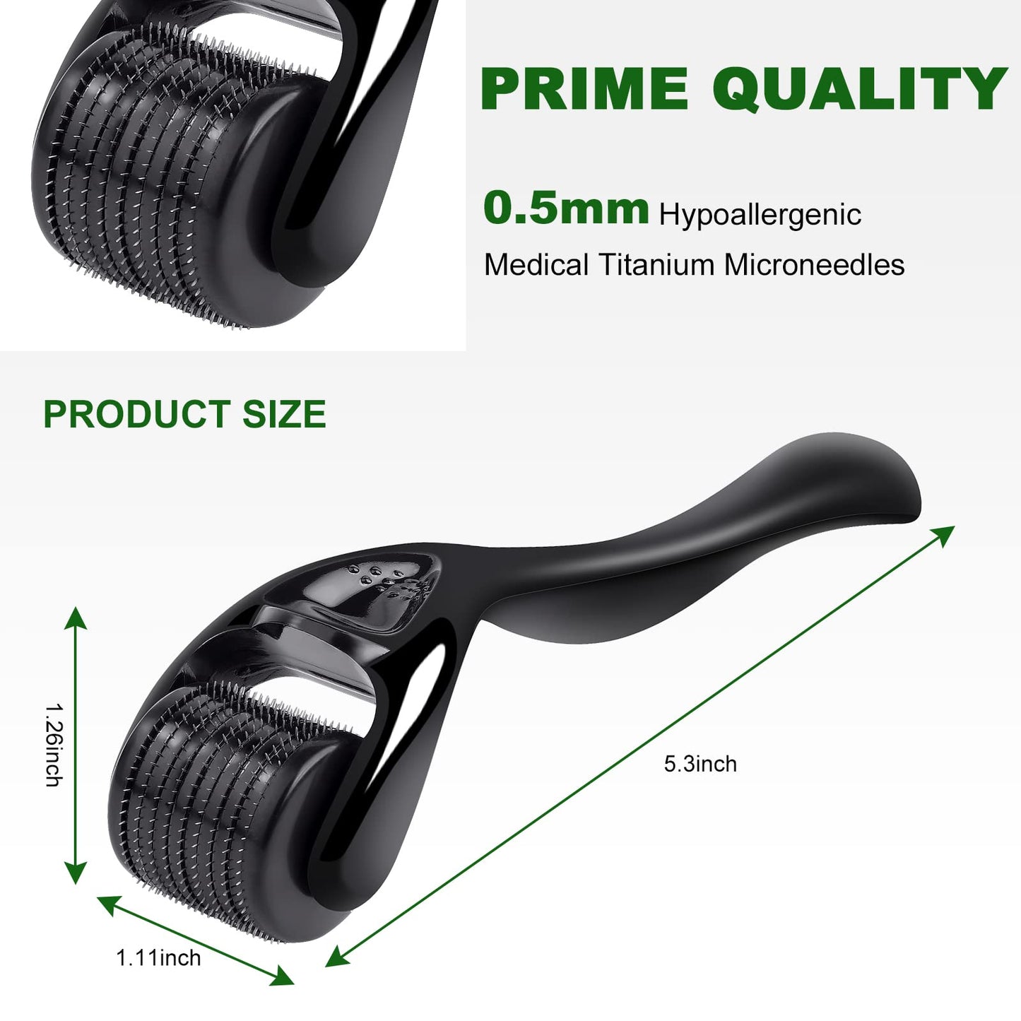 Dermaroller com microagulhas URAQT, rolo de derma de 0,5 mm para rosto e corpo