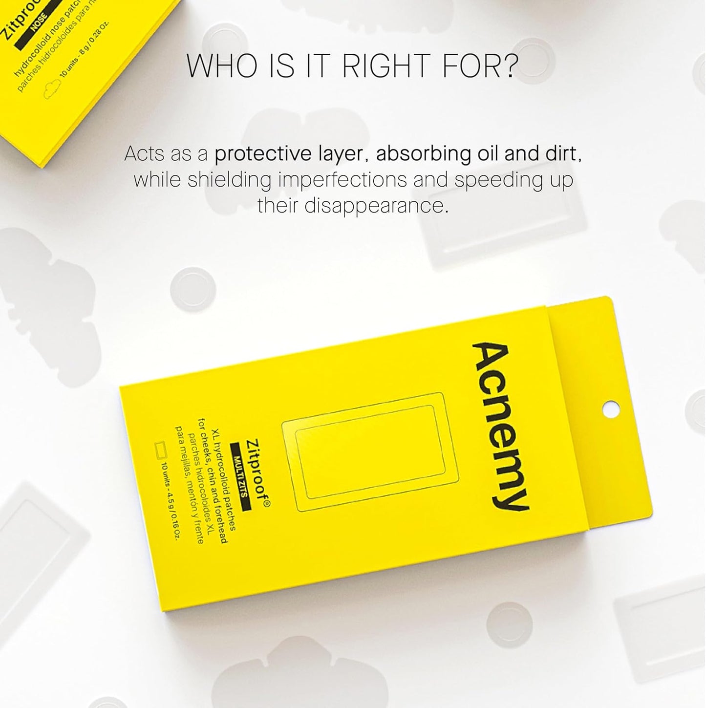 ACNEMY ZITPROOF® MULTIZITS - Adesivos hidrocolóides XL para bochechas, queixo e testa