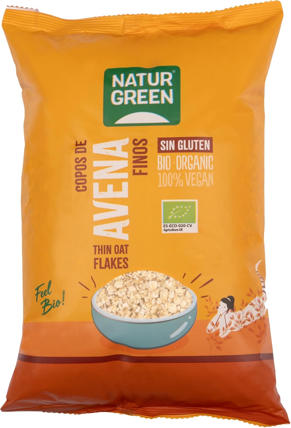 Flocos de Aveia Sem Gluten BIO NaturGreen 1Kg - 100% Vegano
