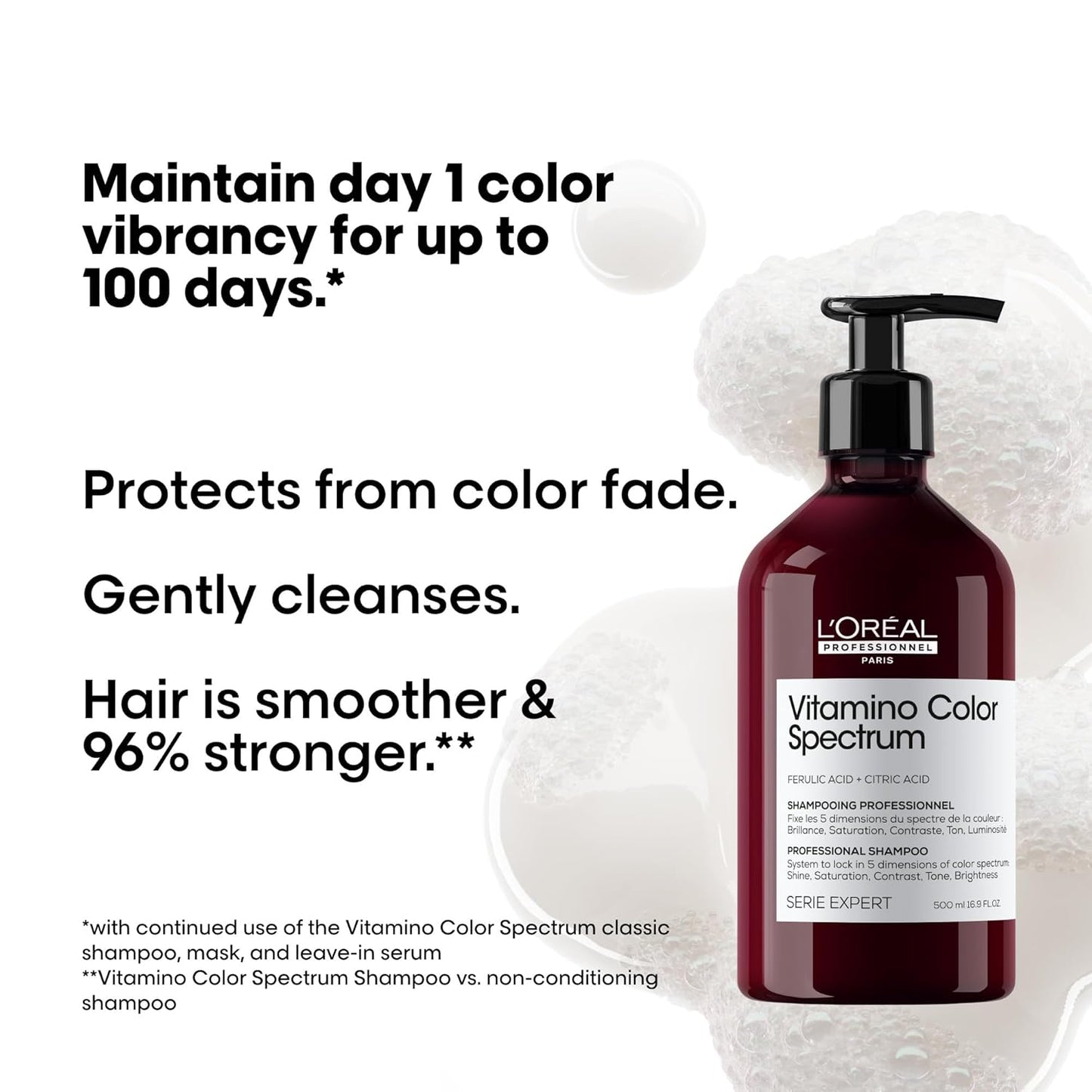 L'Oréal Professionnel, Shampoo Profissional Sem Sulfato, Para Cabelos Coloridos, Cor Brilhante e de Longa Duração, Fixa a Cor por Até 100 Dias, Espectro de Cores Vitaminado, Série Expert, Refil, 500ml