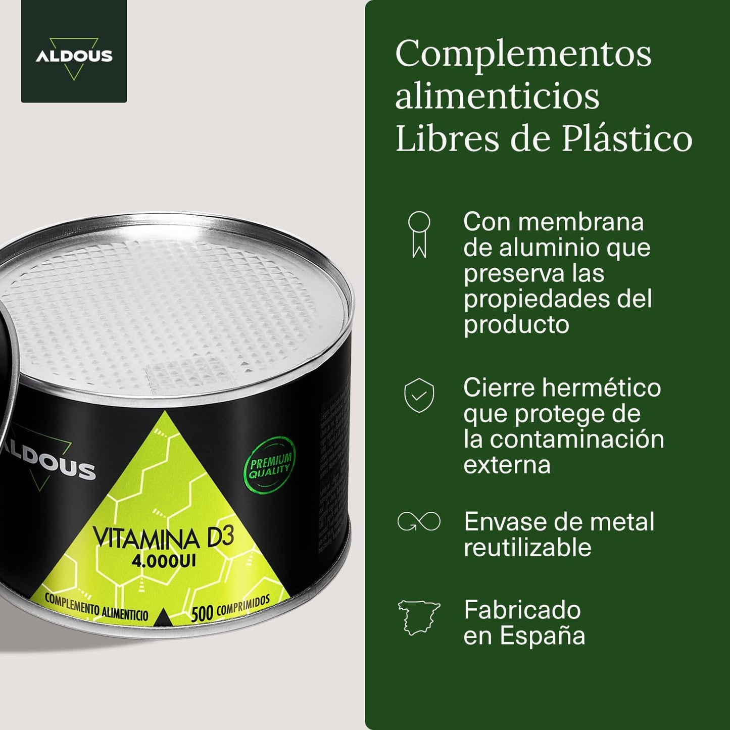 Vitamina D3 4000 UI - 500 Comprimidos Premium