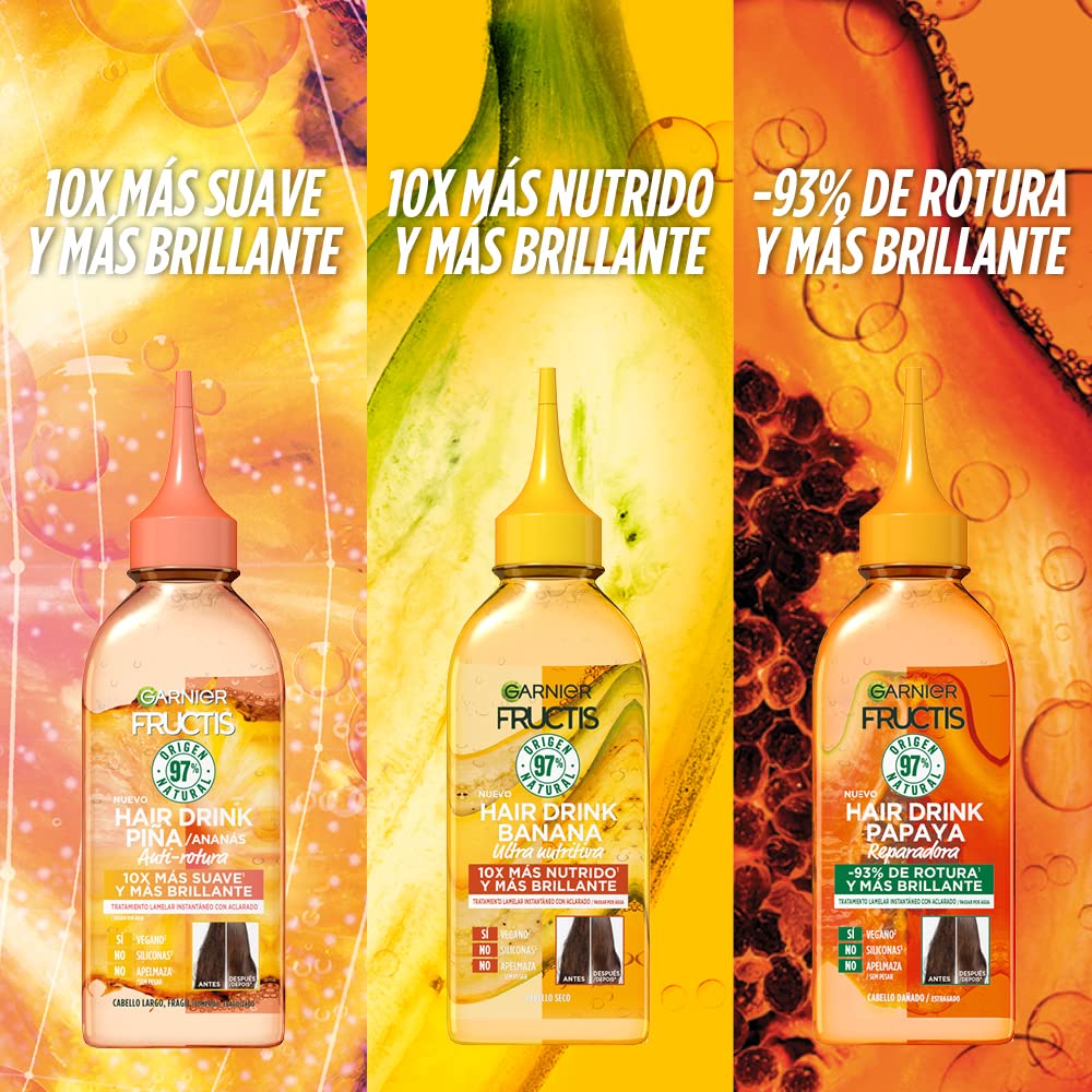 Garnier Fructis Pack champô tratamento Hair Drink máscara para cabelo danificado, 3 produtos