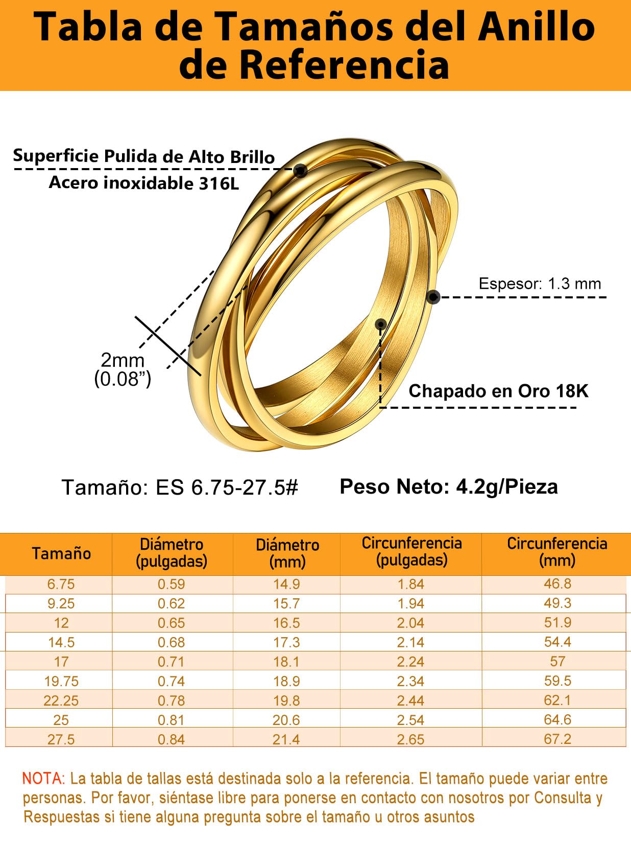 Anéis entrelaçados de aço inoxidável, anel triplo entrelaçado