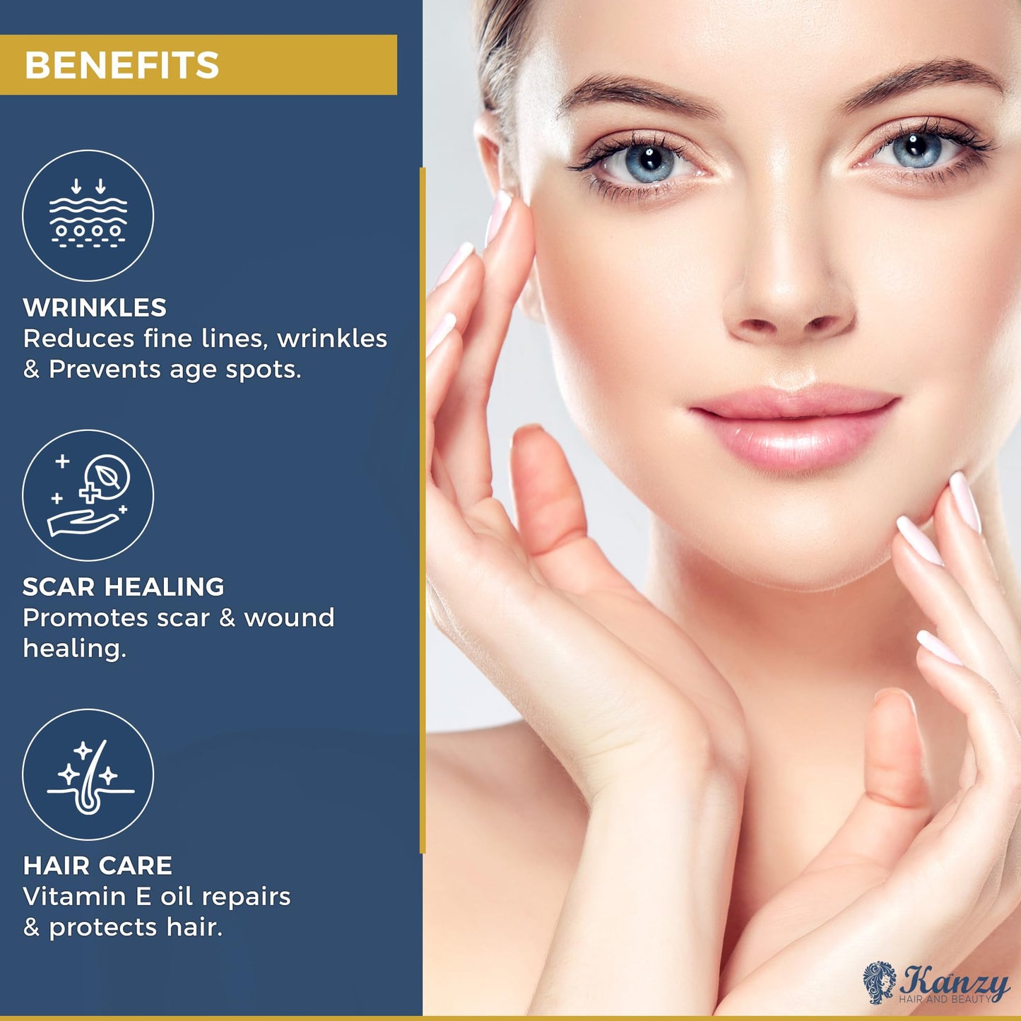 Vitamina E 100% Natural Cuidado faciais e cabelo