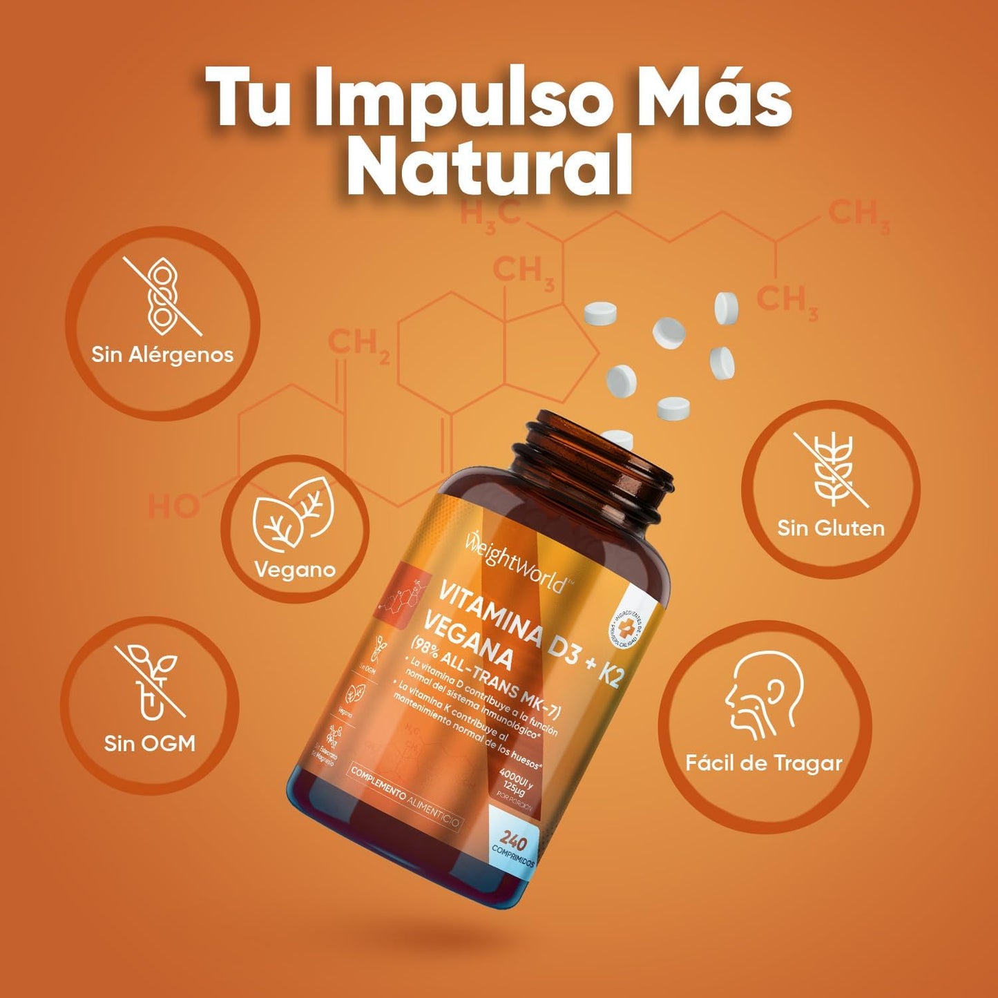 Vitamina K2 MK7 Alta Biodisponibilidade 240 Comprimidos