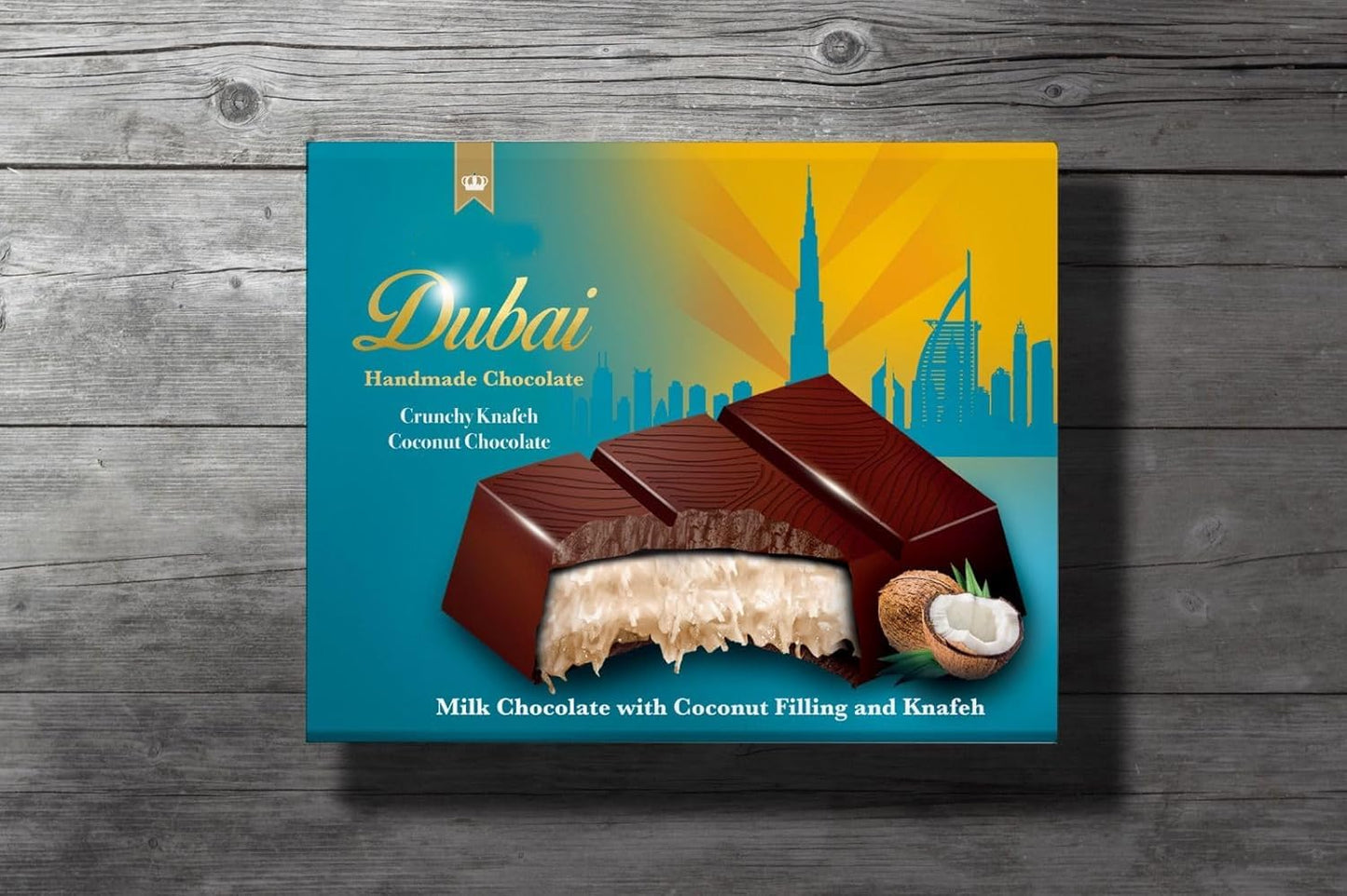 Chocolate Dubai 100 g, com chocolate, pistache e kadaif