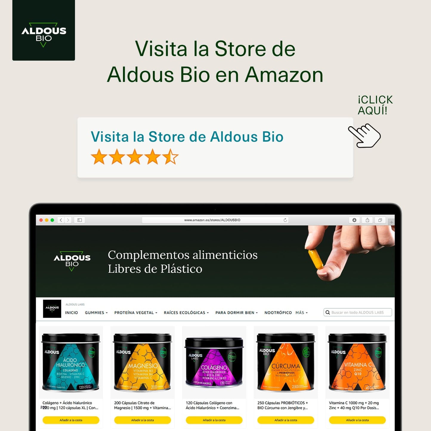 600 Comprimidos de Chlorella e Spirulina Aldous Bio