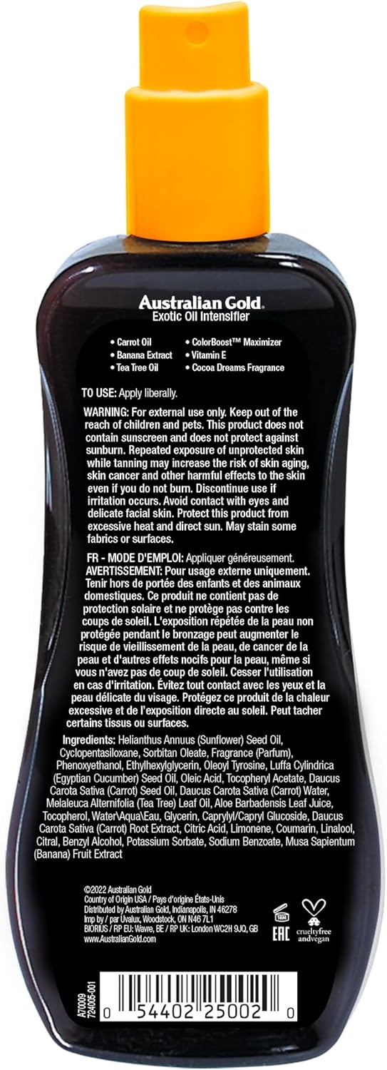 Australian Gold Spray de óleo exótico, marrom, aromático, 237 mililitros