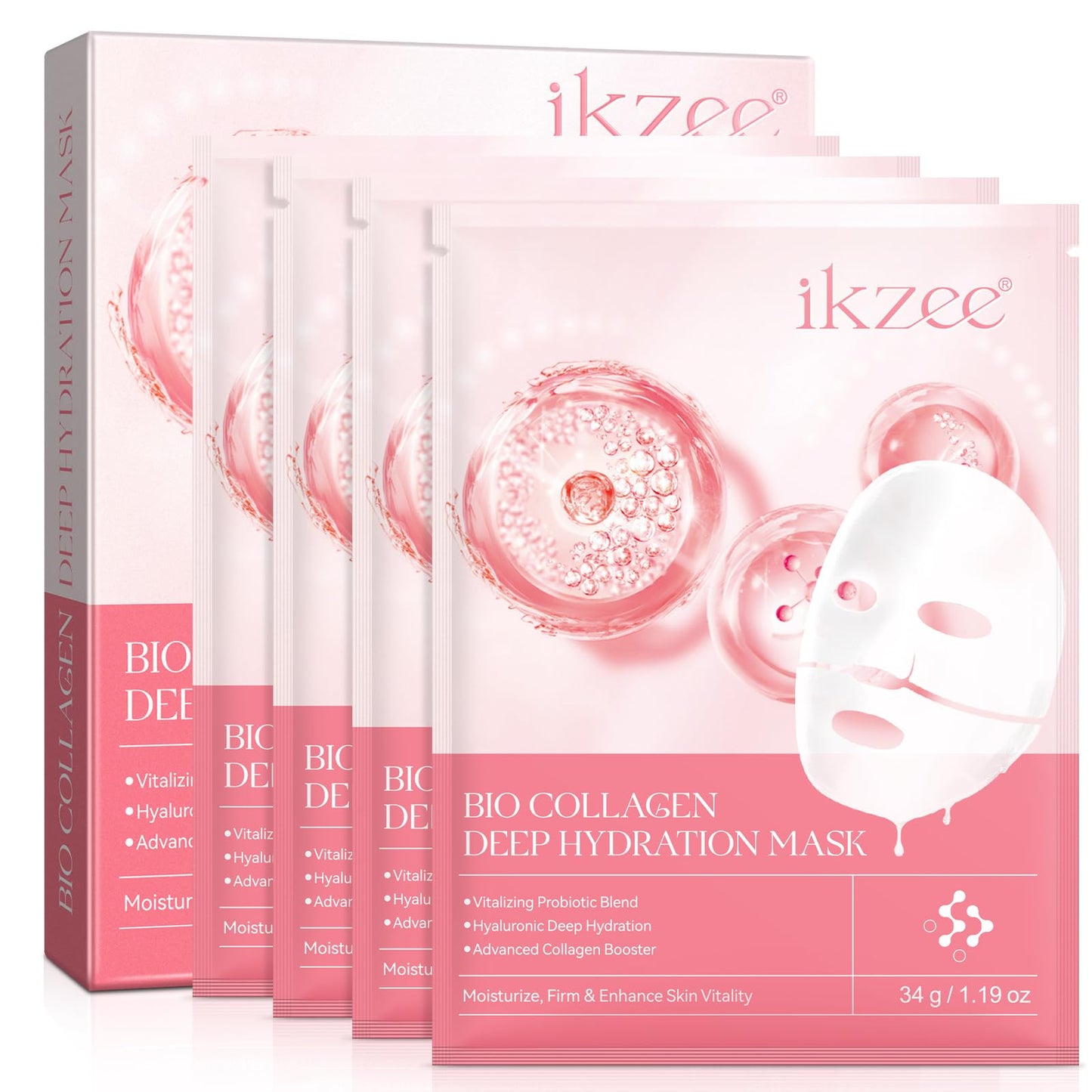 BIO COLLAGEN Máscara facial de 4 peças, máscara de hidratação profunda com biocolagenio