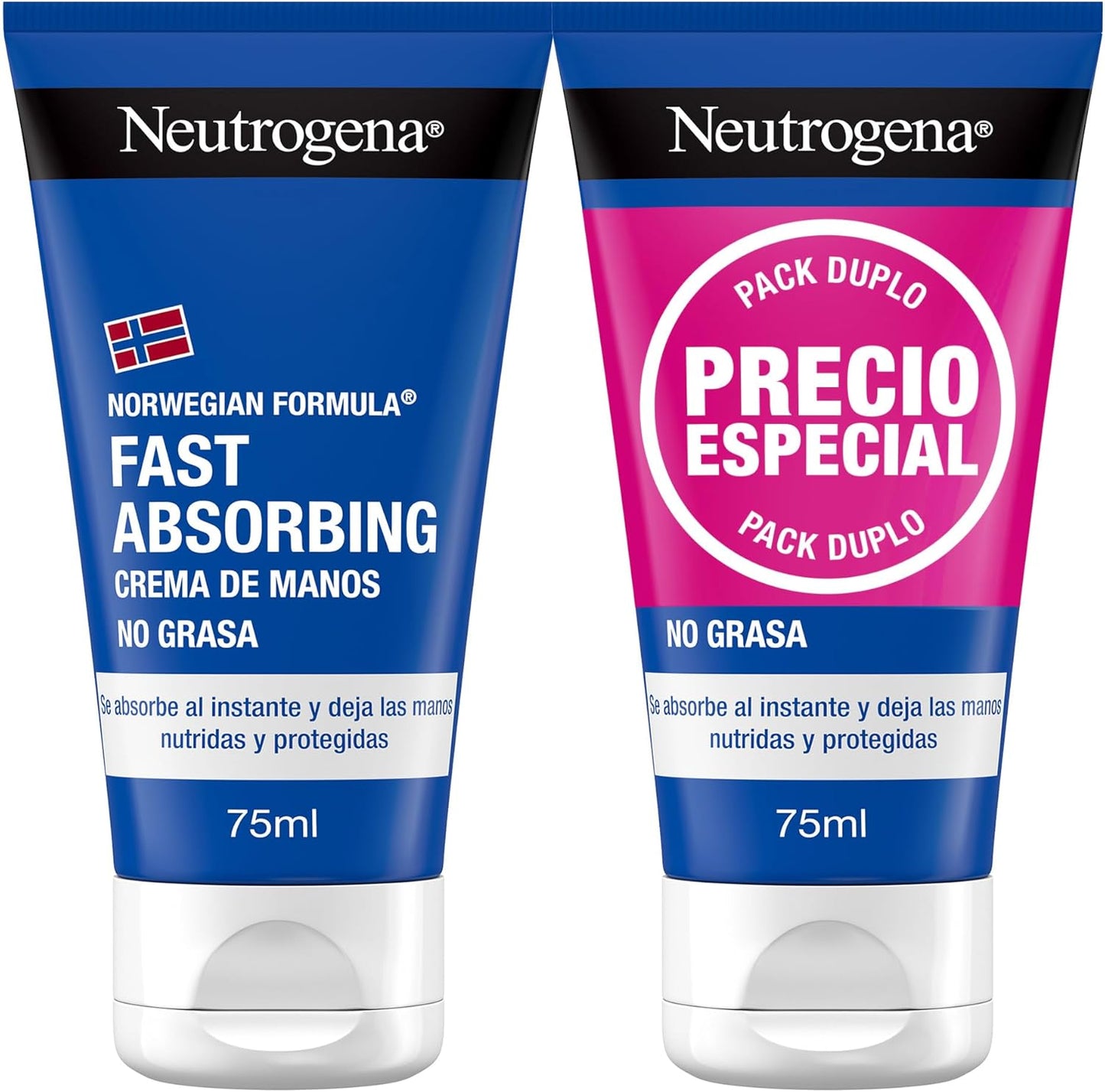 Creme para mãos Neutrogena Norwegian Formula embalagem de 2 x 75 ml, reparador e não oleoso com glicerina e vitamina E