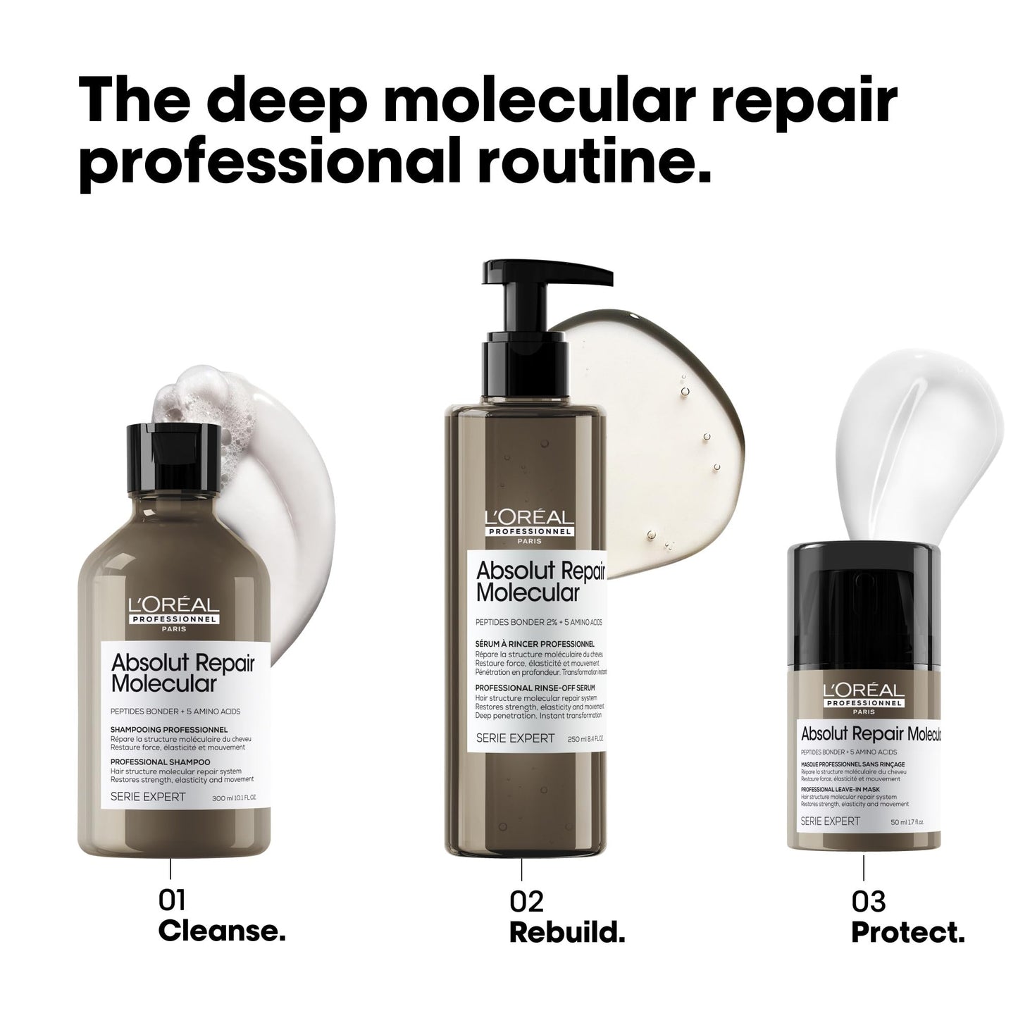 L’Oréal Professionnel, Máscara Reparadora Leave-In, Textura Cremosa, Repara Danos e Fortalece, Proteção Térmica, Fórmula Patenteada, para Cabelos Danificados, Absolut Molecular Repair, 50ml
