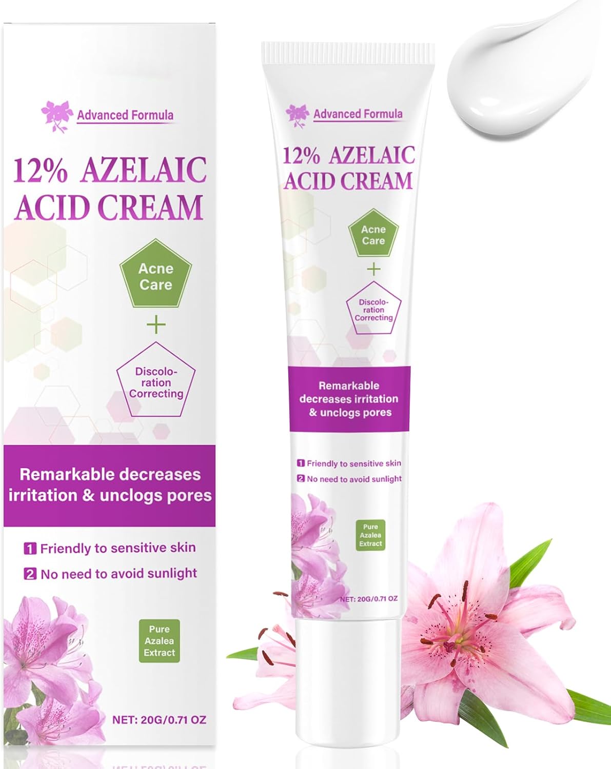 Soro de ácido azelaico 12%, limpa os poros, clareia marcas de acne (20 g)