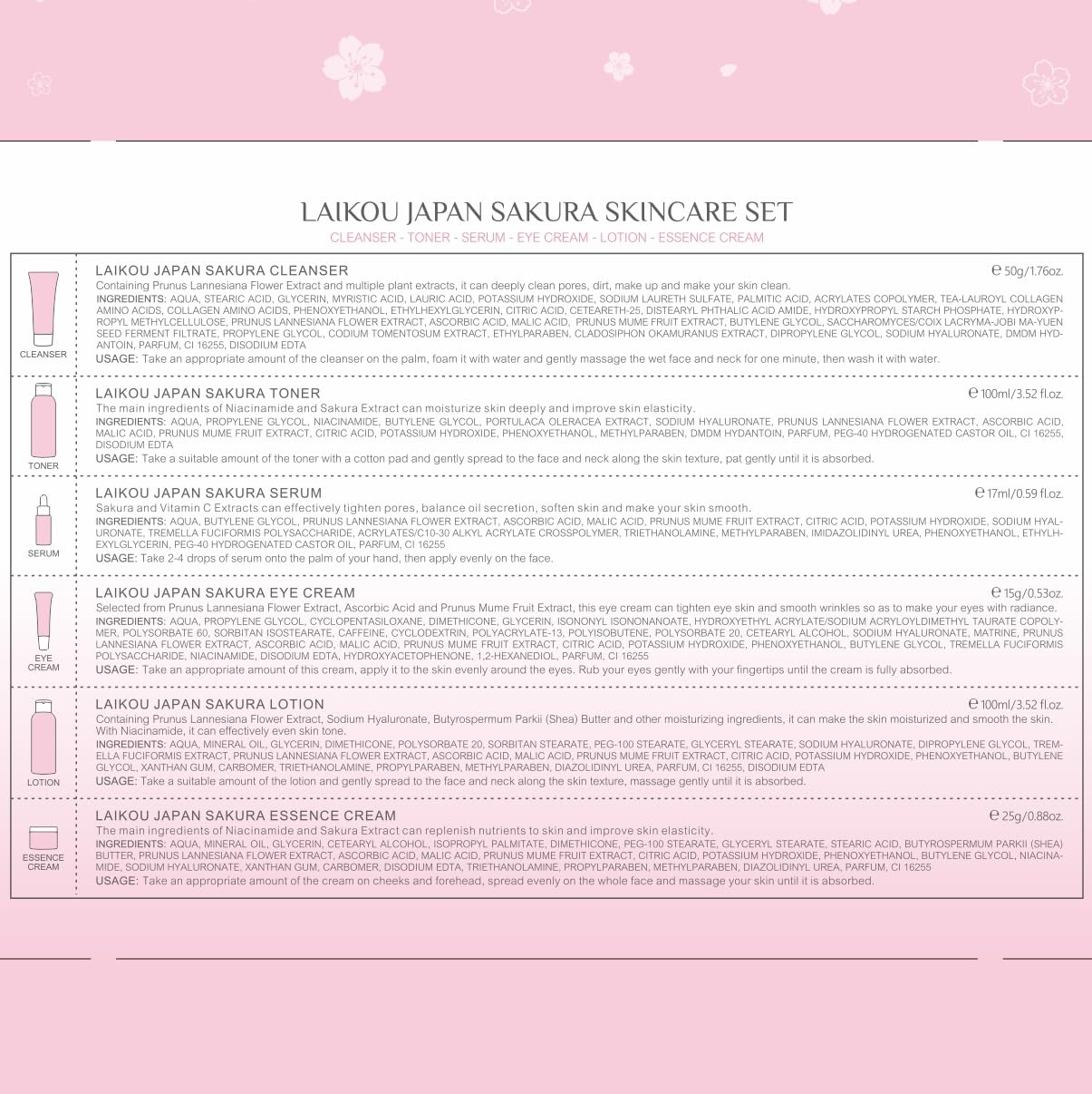Conjunto de Cuidados com a Pele Sakura