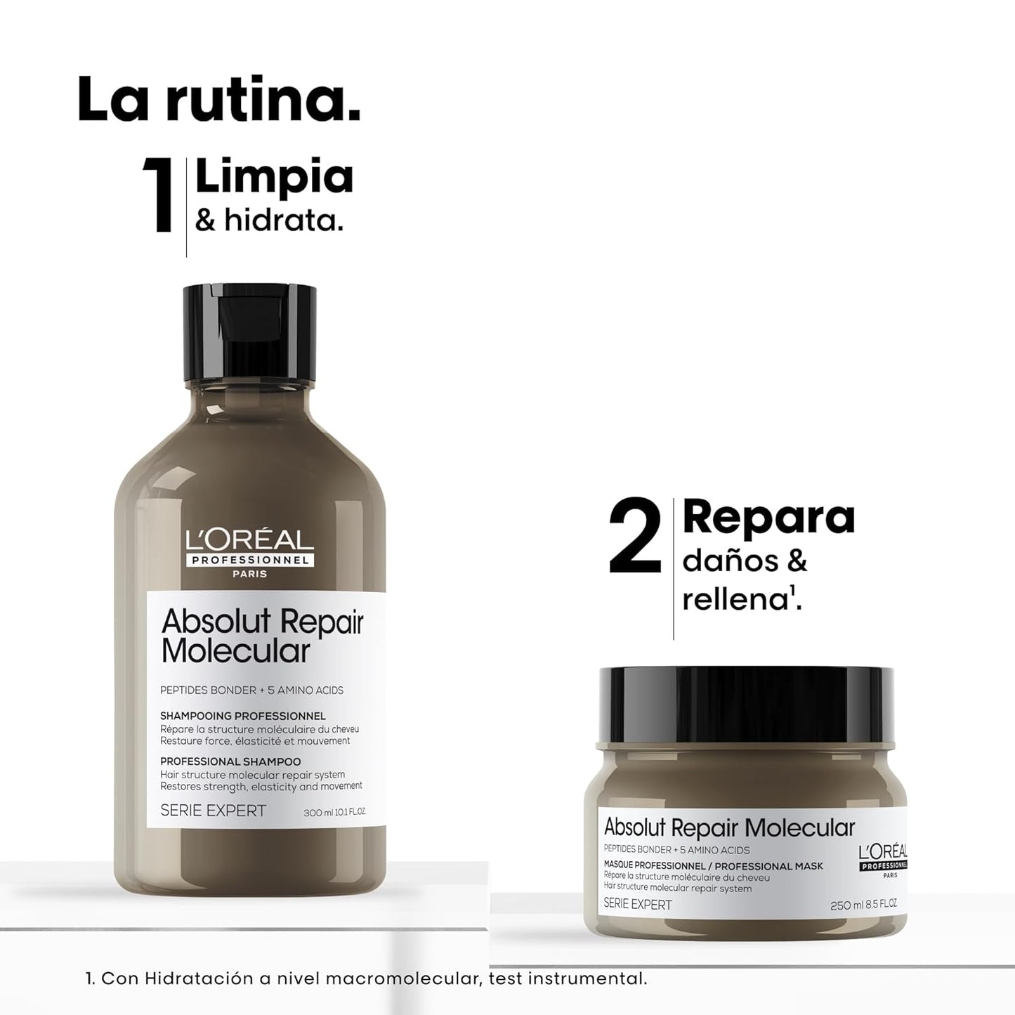 A rotina L'Oréal Professionnel repara os danos e fortalece os cabelos a nível molecular. Para todos os tipos de cabelos danificados e secos, SÉRIE EXPERT
