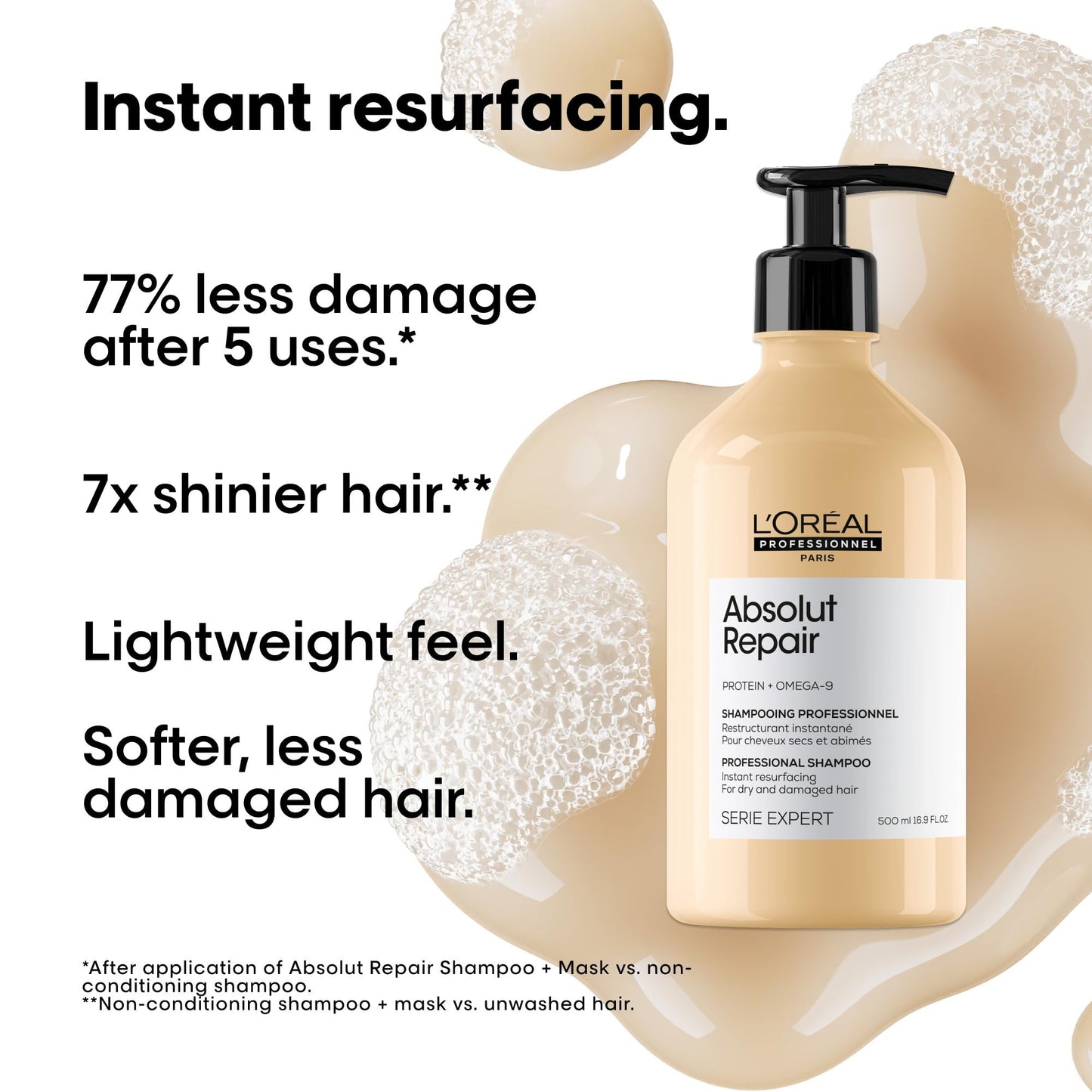 L'Oréal Professional, Shampoo Reparador para Cabelos Secos e Danificados, Absolut Repair, SÉRIE EXPERT, 500 ml