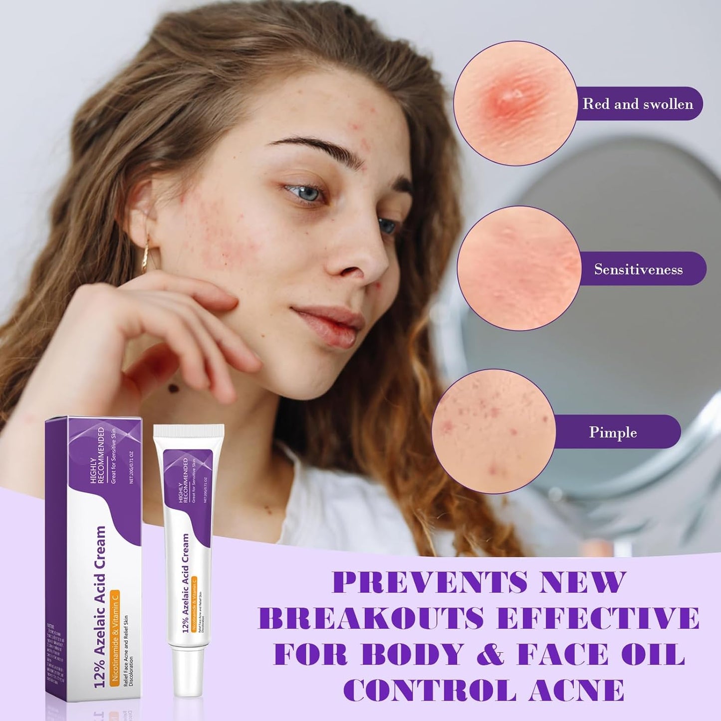 Creme reparador Reduz Acne e Vermelhidão, Hidratante Noturno para um Rosto Radiante, 20g