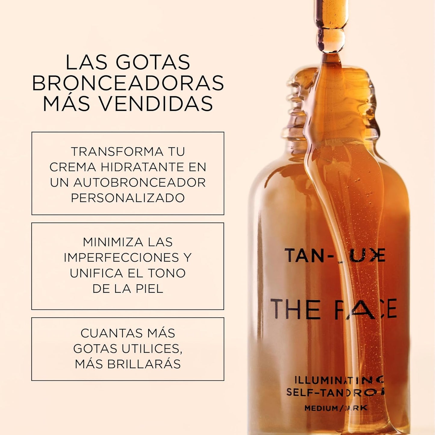 Gotas autobronzeadoras The Face de Tan Luxe, tom medio (30 ml)