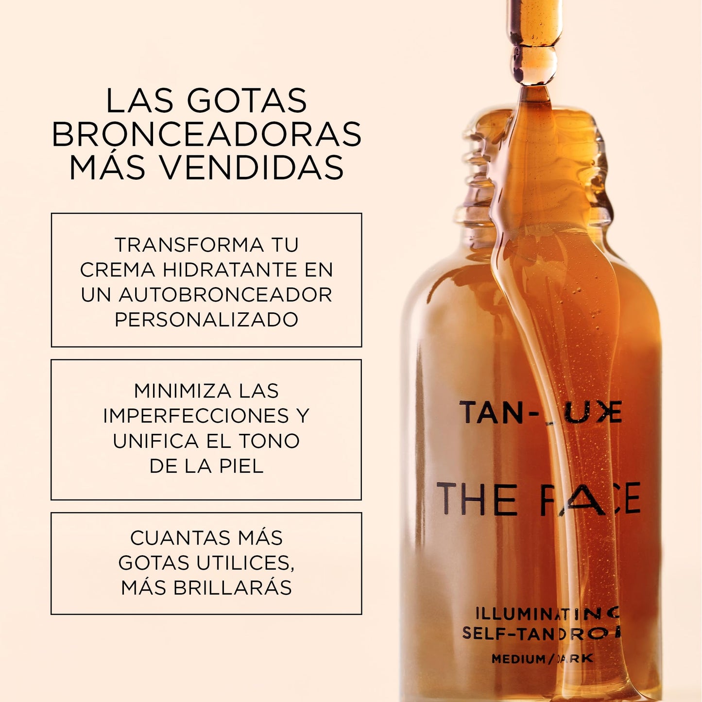Tan Luxe THE FACE Gotas autobronzeadoras, medio/escuro (30 ml)