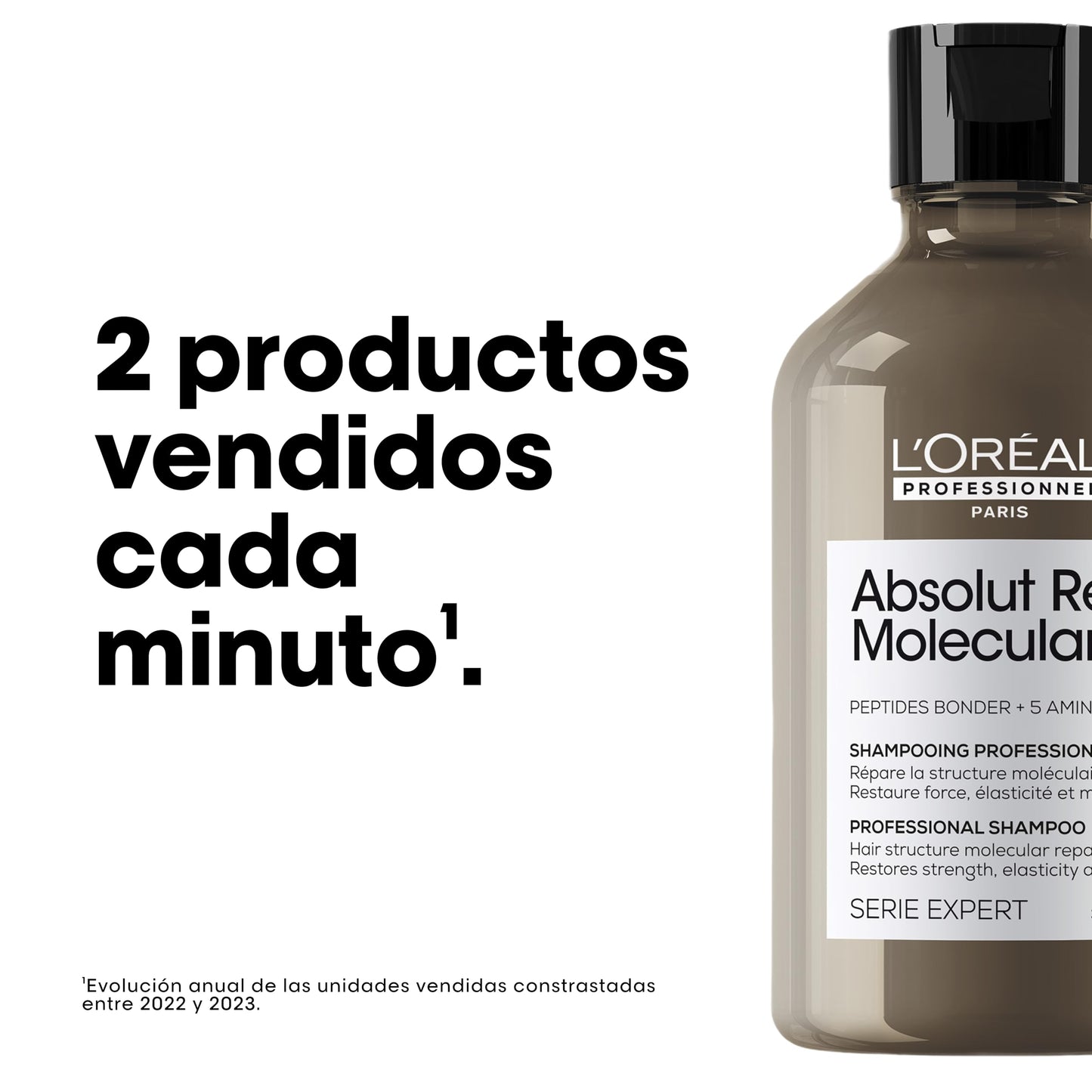 L'Oréal Professionnel, Shampoo Profissional Sem Sulfato, Nutre Profundamente, Repara Danos e Fortalece os Cabelos, Para Cabelos Secos e Danificados, Fórmula Patenteada, Absolut Molecular Repair, 300ml