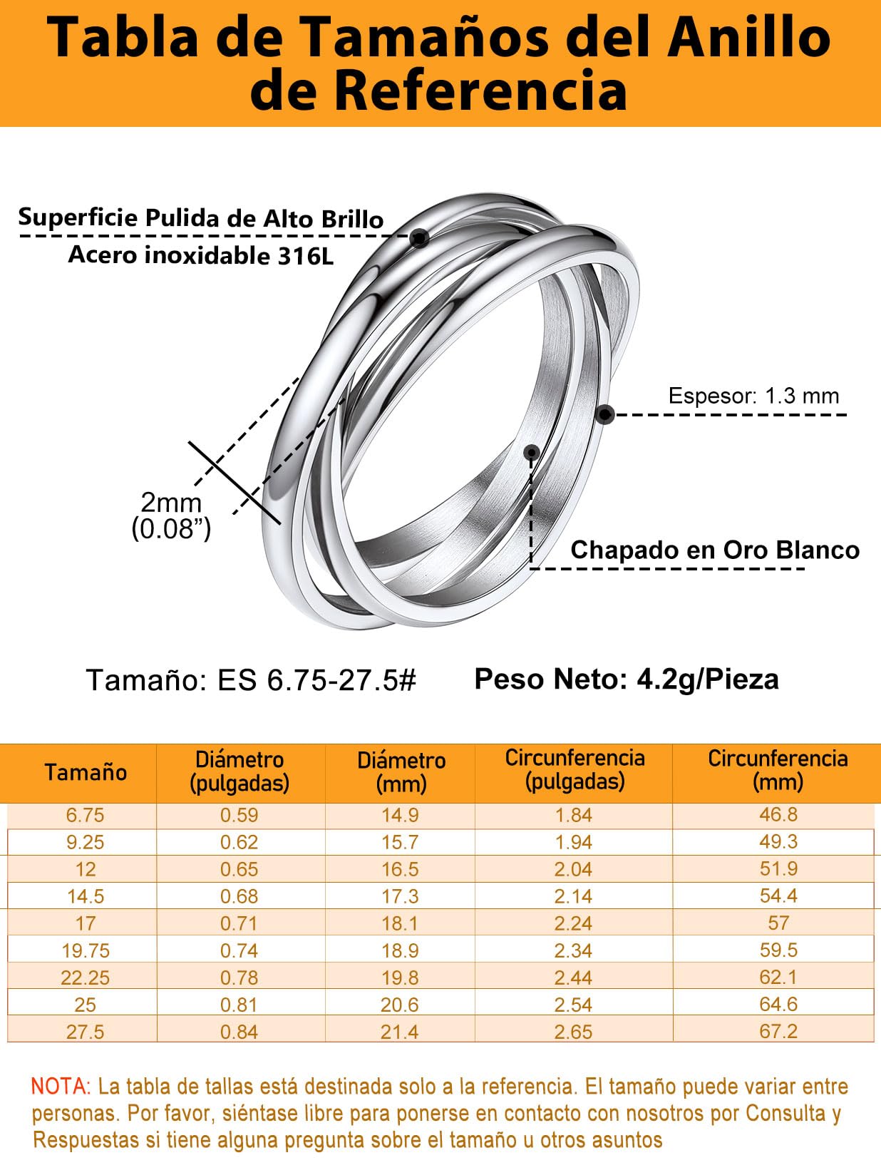 Anéis entrelaçados de aço inoxidável, anel triplo entrelaçado