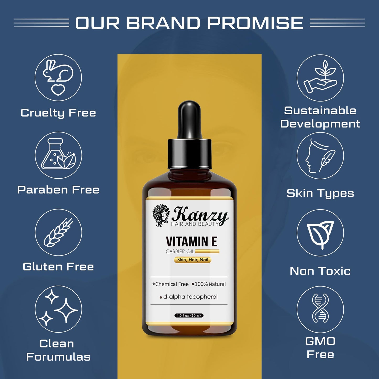 Vitamina E 100% Natural Cuidado faciais e cabelo