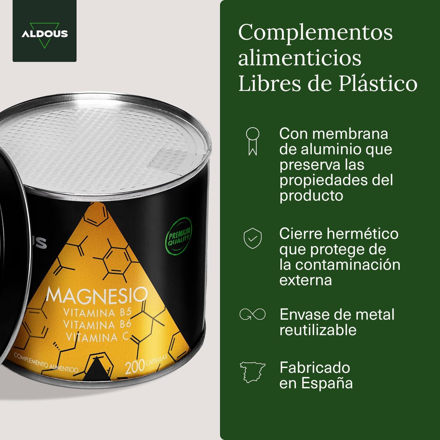 Cápsulas de magnésio com vitamina C, B6 e B5 para reduzir fadiga, com alta biodisponibilidade, embalagem reutilizável