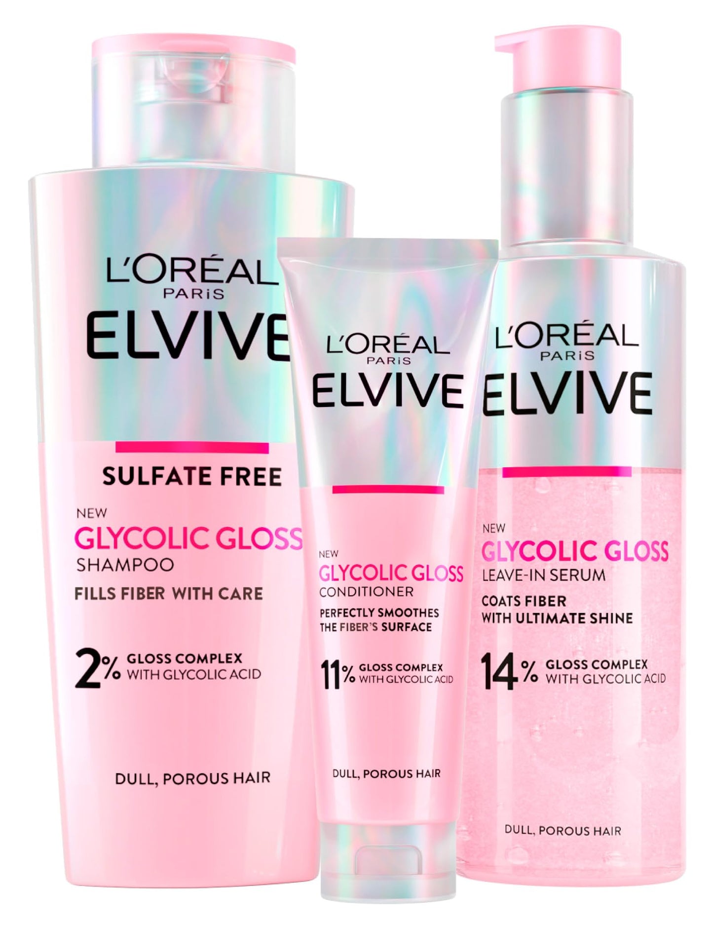 L'Oréal Paris Elvive Kit para Cabelos Opacos e Porosos Brilho Intenso e Duradouro - 3 produtos