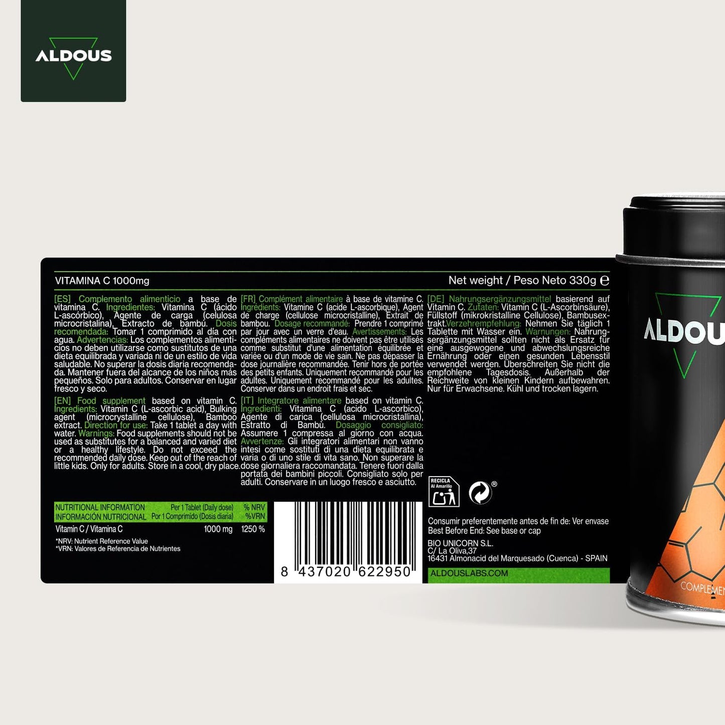 Vitamina C 1000 mg Comprimidos - 250 Unidades