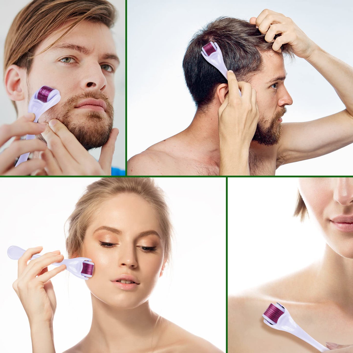 Dermaroller com microagulhas URAQT, rolo de derma de 0,5 mm para rosto e corpo