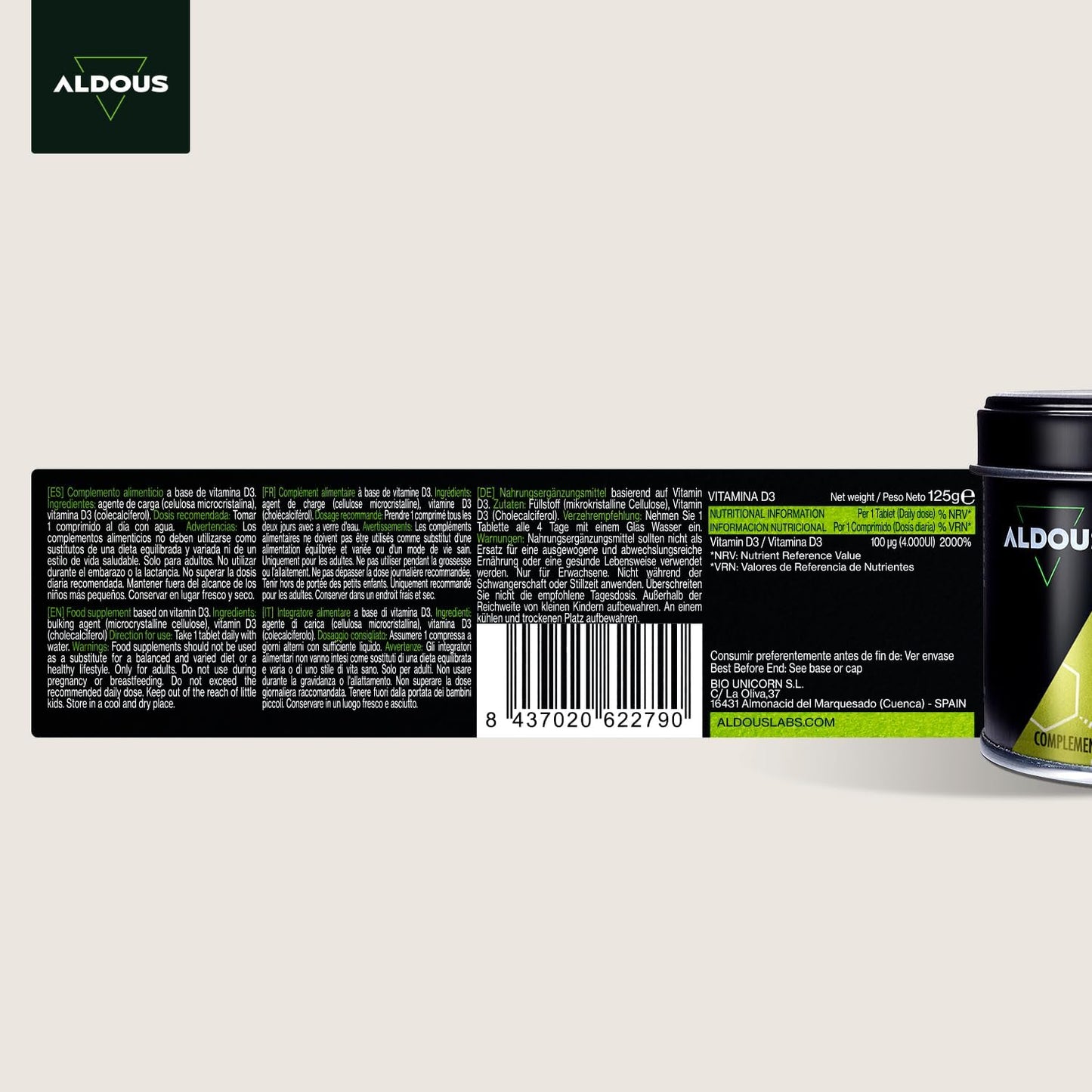 Vitamina D3 4000 UI - 500 Comprimidos Premium