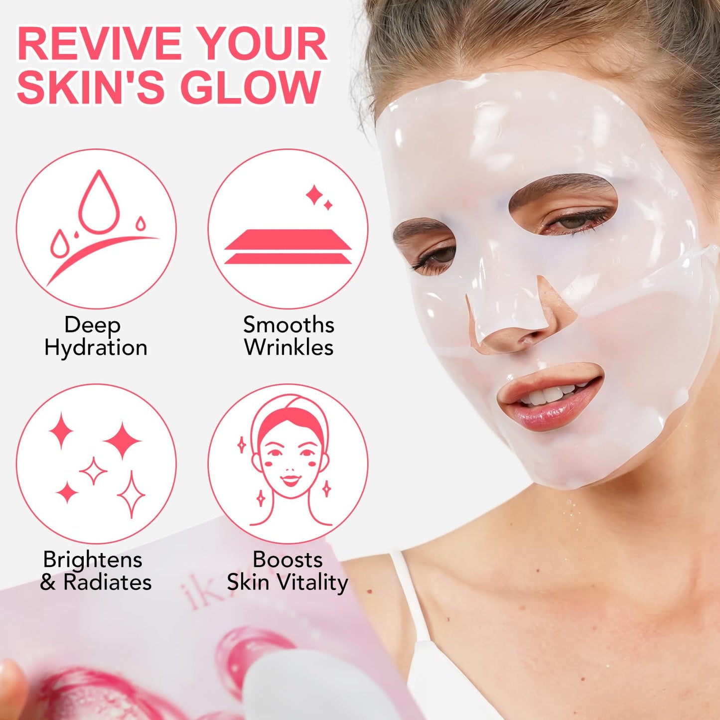 BIO COLLAGEN Máscara facial de 4 peças, máscara de hidratação profunda com biocolagenio