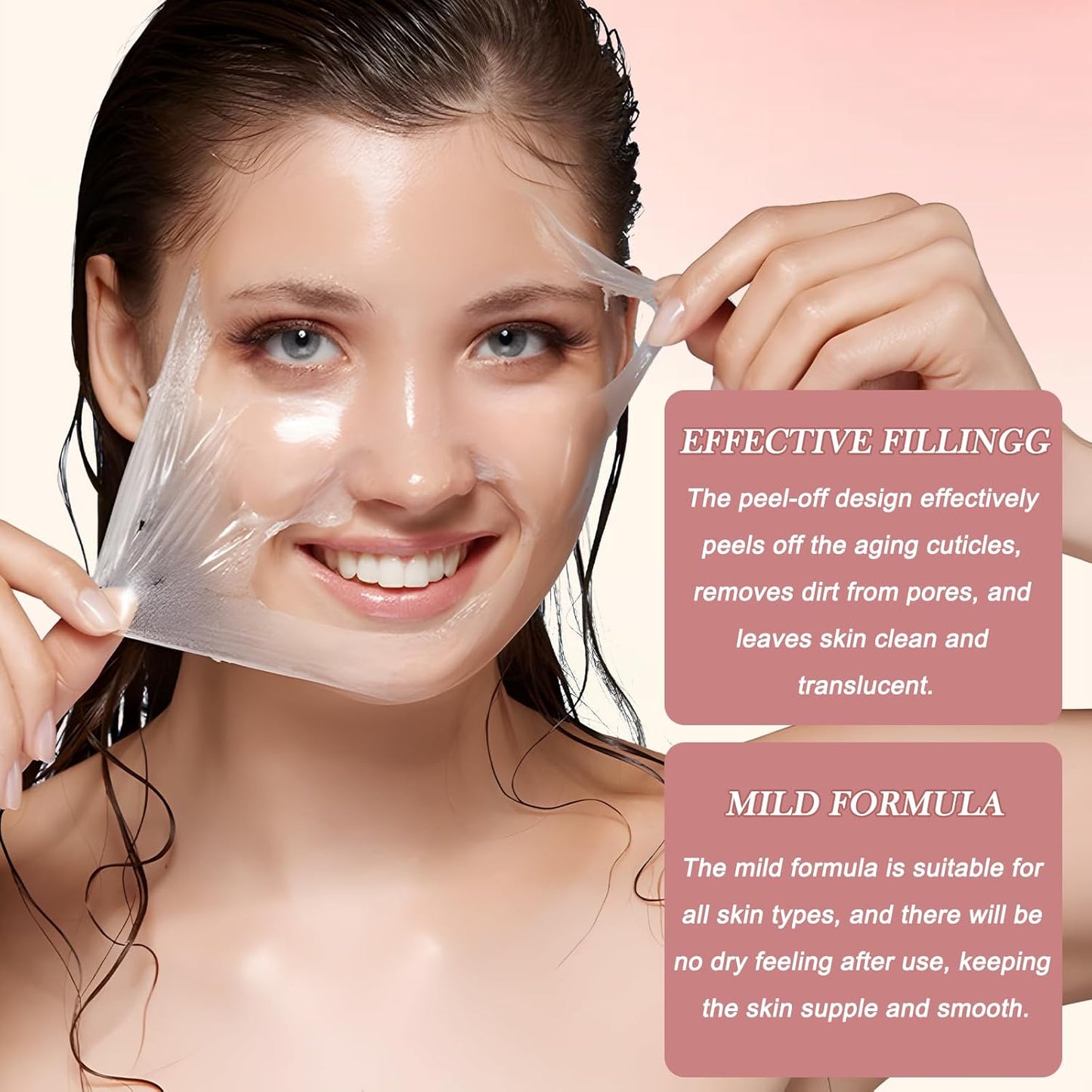Máscara facial coreana noturna em gel com bio-colágeno aplicada em mulher, destacando sua textura e efeito hidratante.