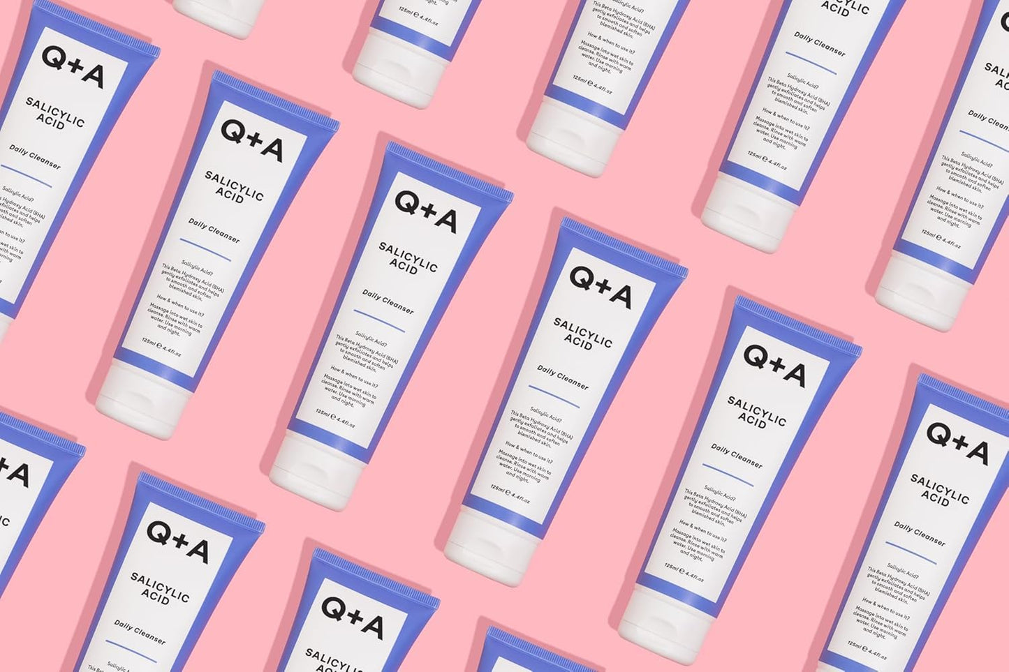 Limpiador diario con ácido salicílico Q+A, exfoliante para piel limpia, vegano, 113 ml